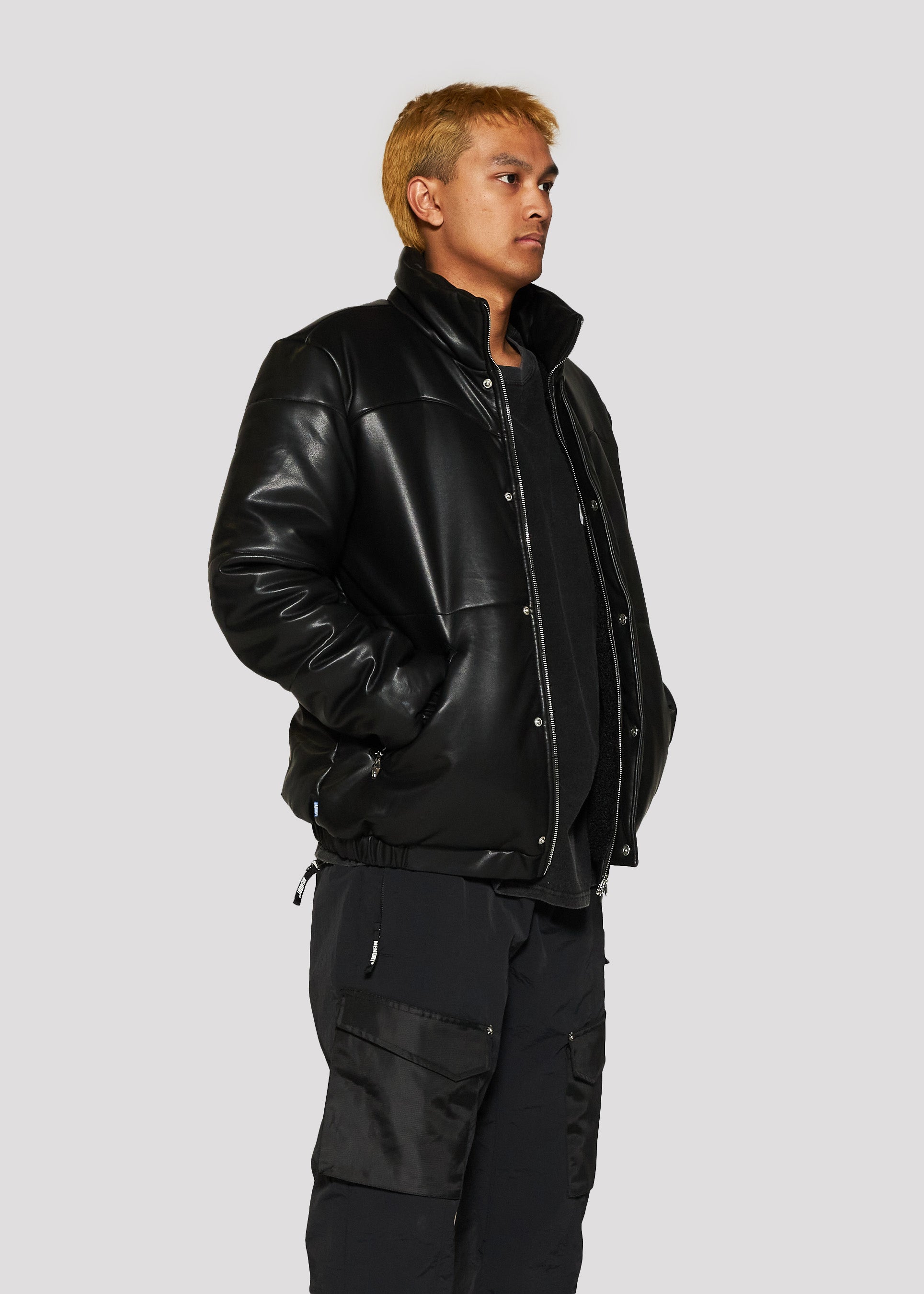 Leather Down Jacket (Black)