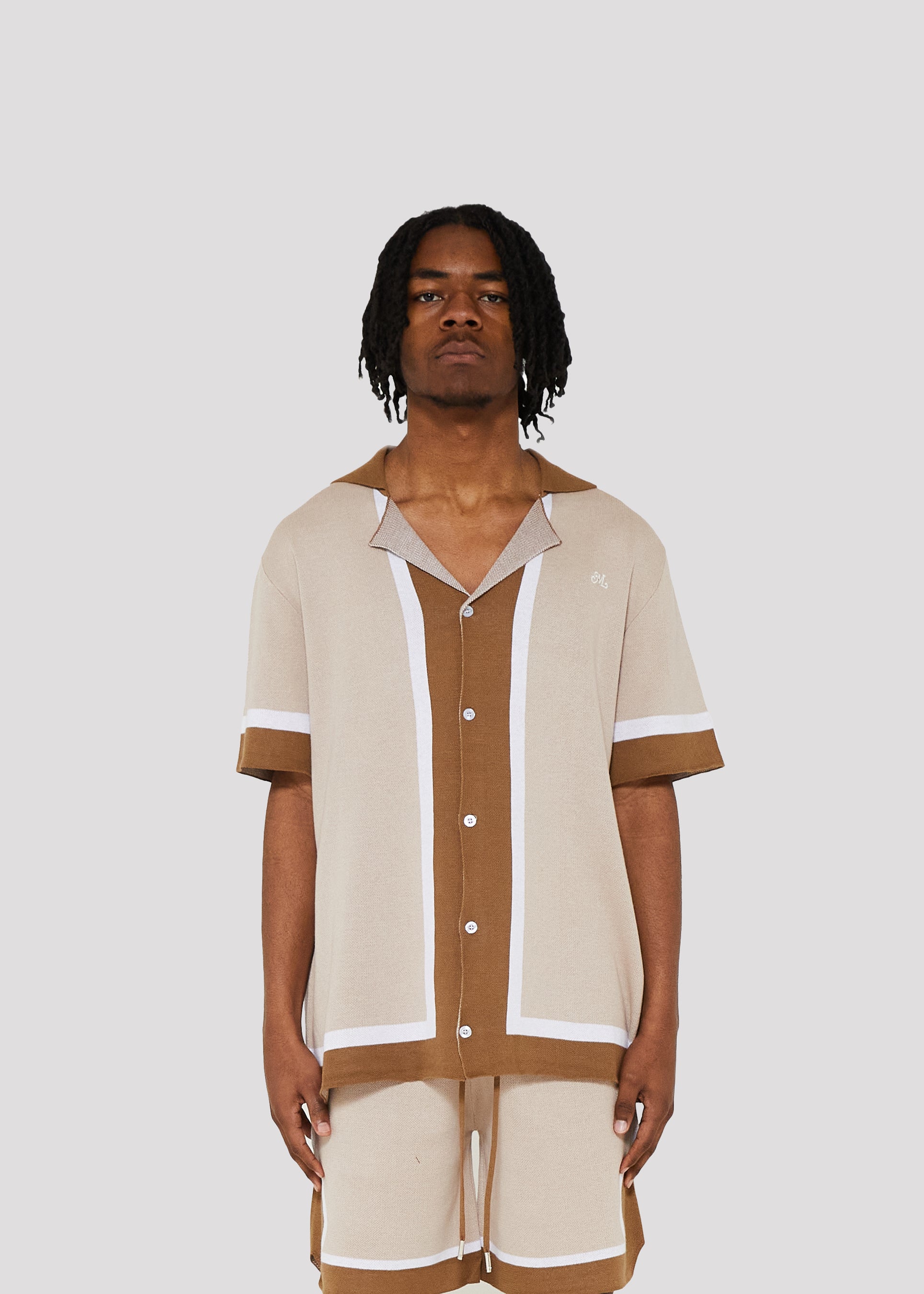 The Lanes Sweater Knit Shirt (Dust Pink)