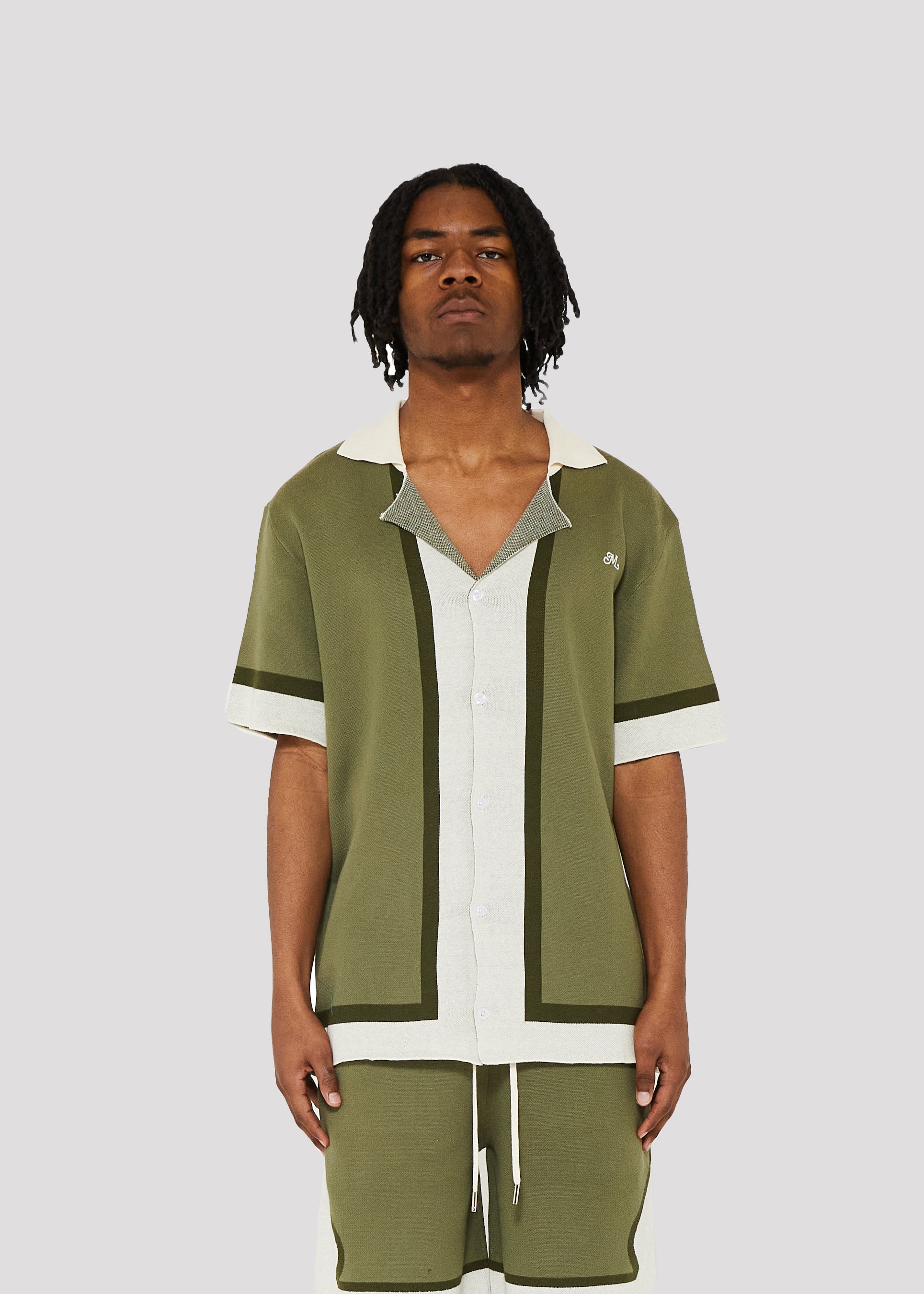 The Lanes Sweater Knit Shirt (Olive)