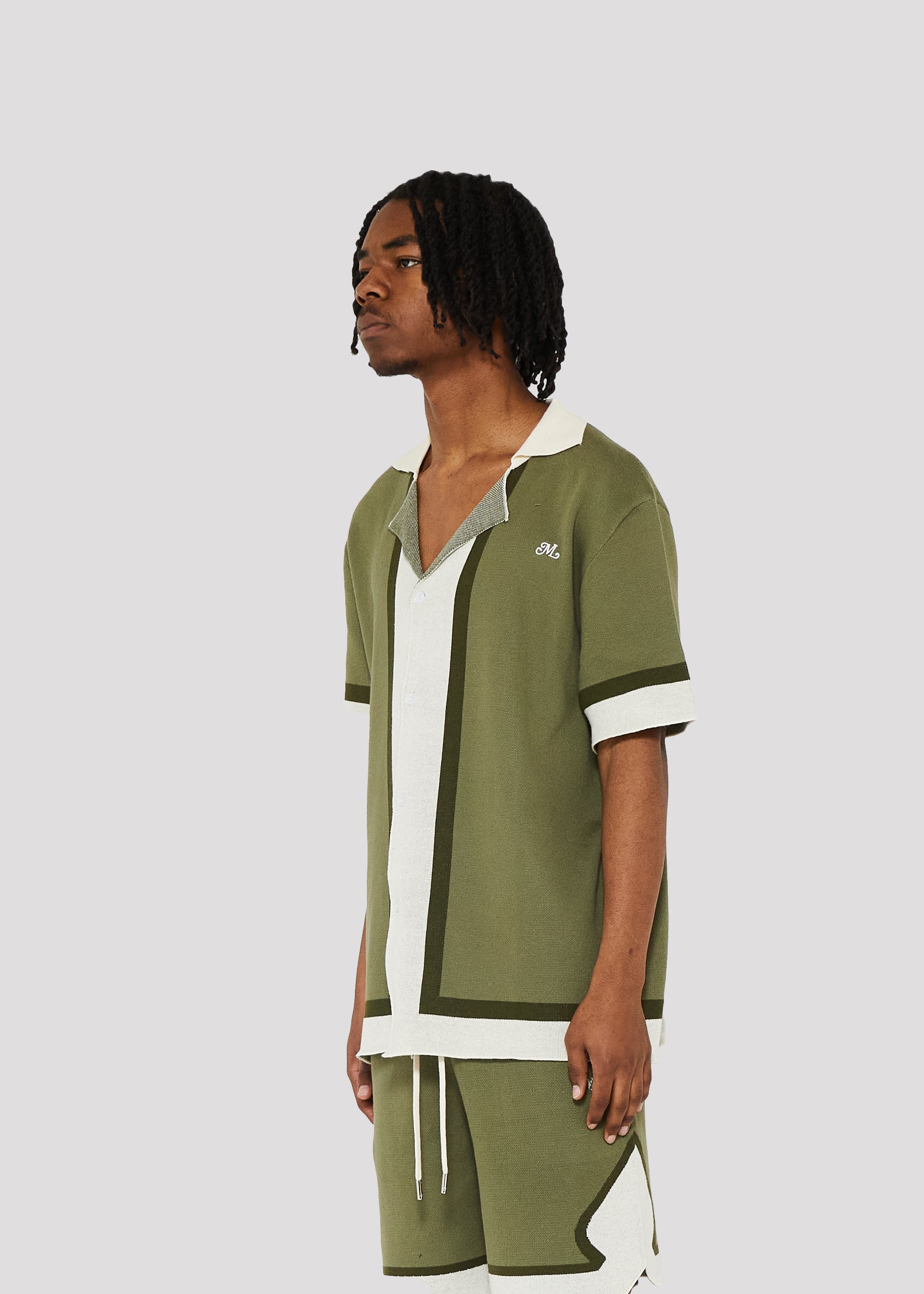 The Lanes Sweater Knit Shirt (Olive)
