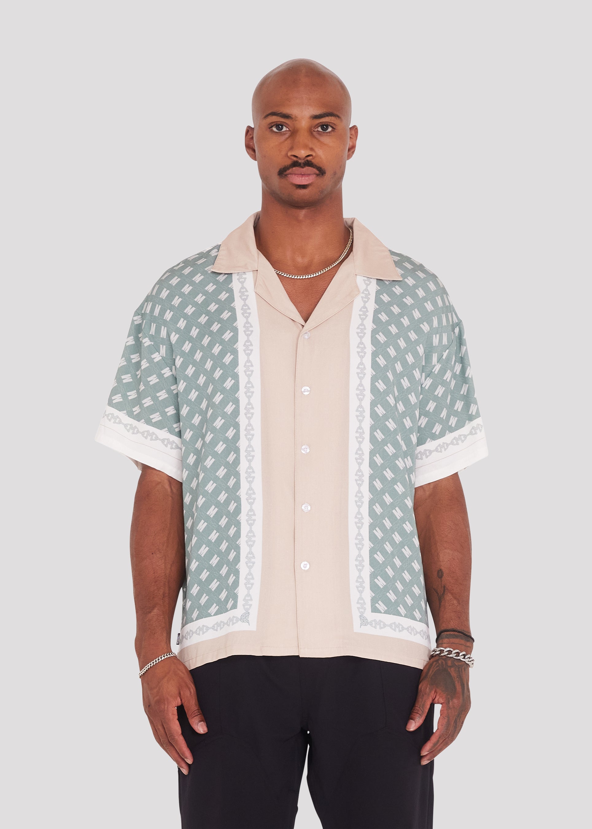 Block Chain Button Down Shirt (Light Salmon)