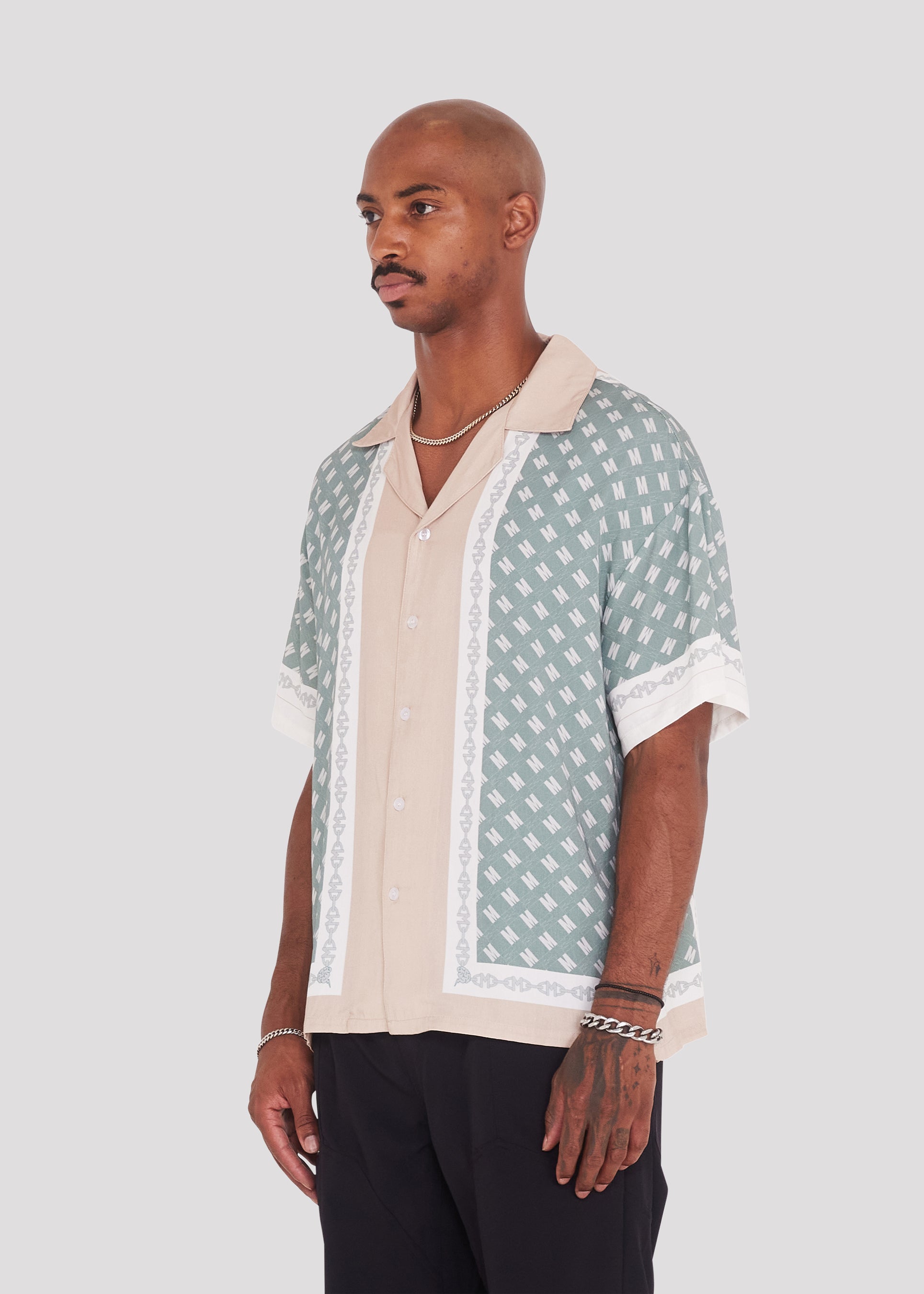 Block Chain Button Down Shirt (Light Salmon)