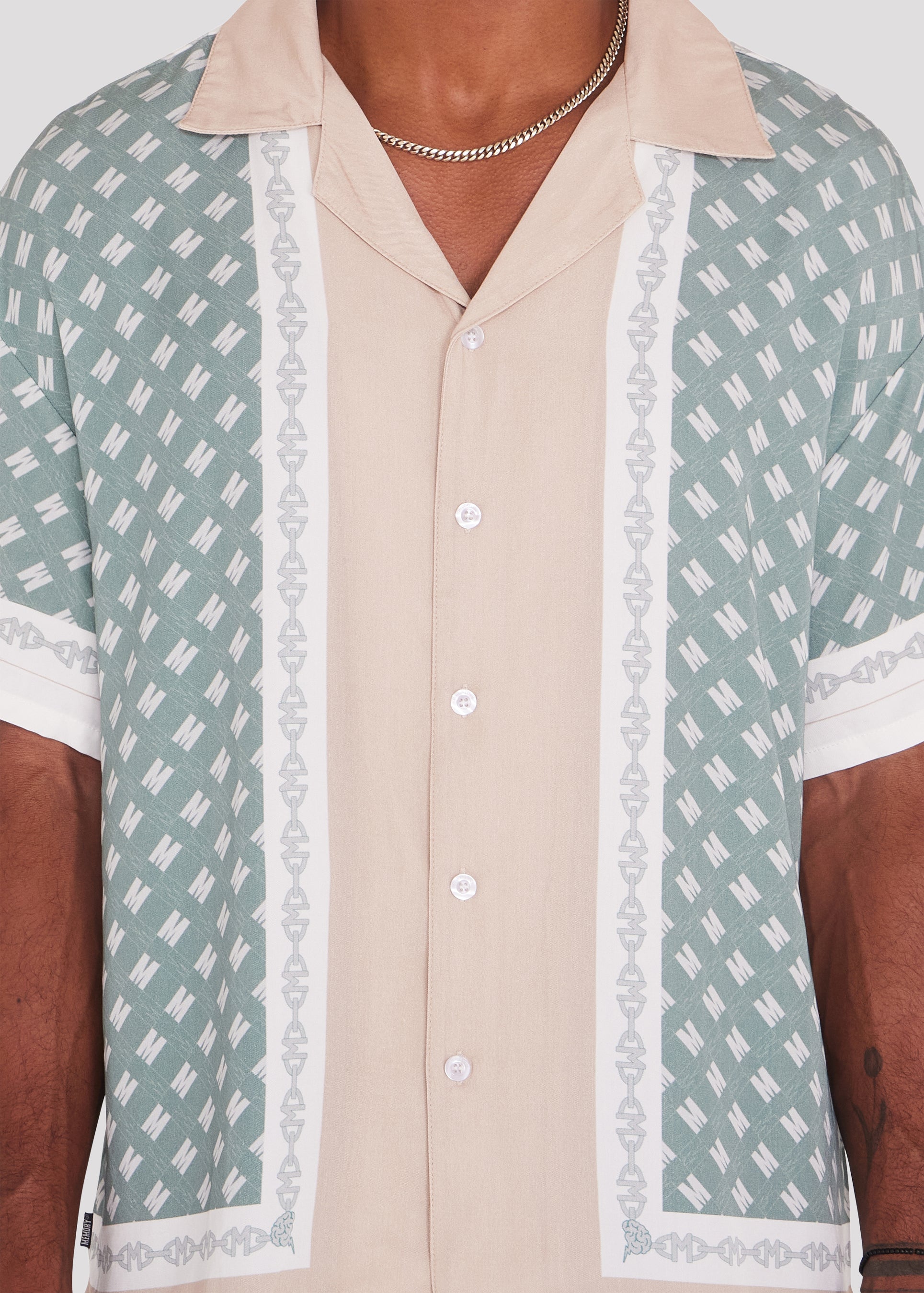 Block Chain Button Down Shirt (Light Salmon)