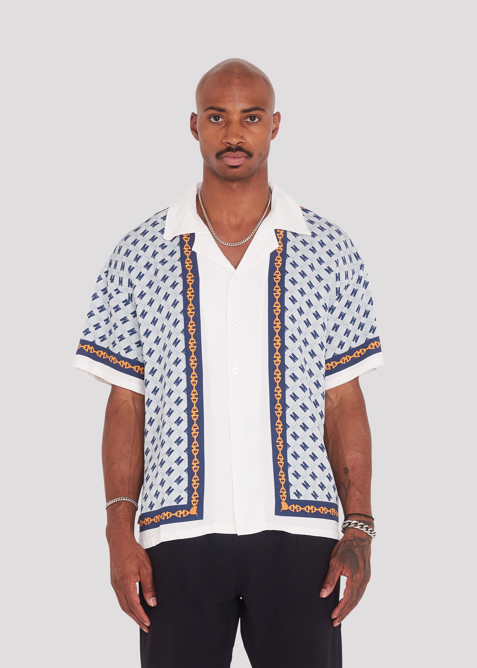 Block Chain Button Down Shirt (White)