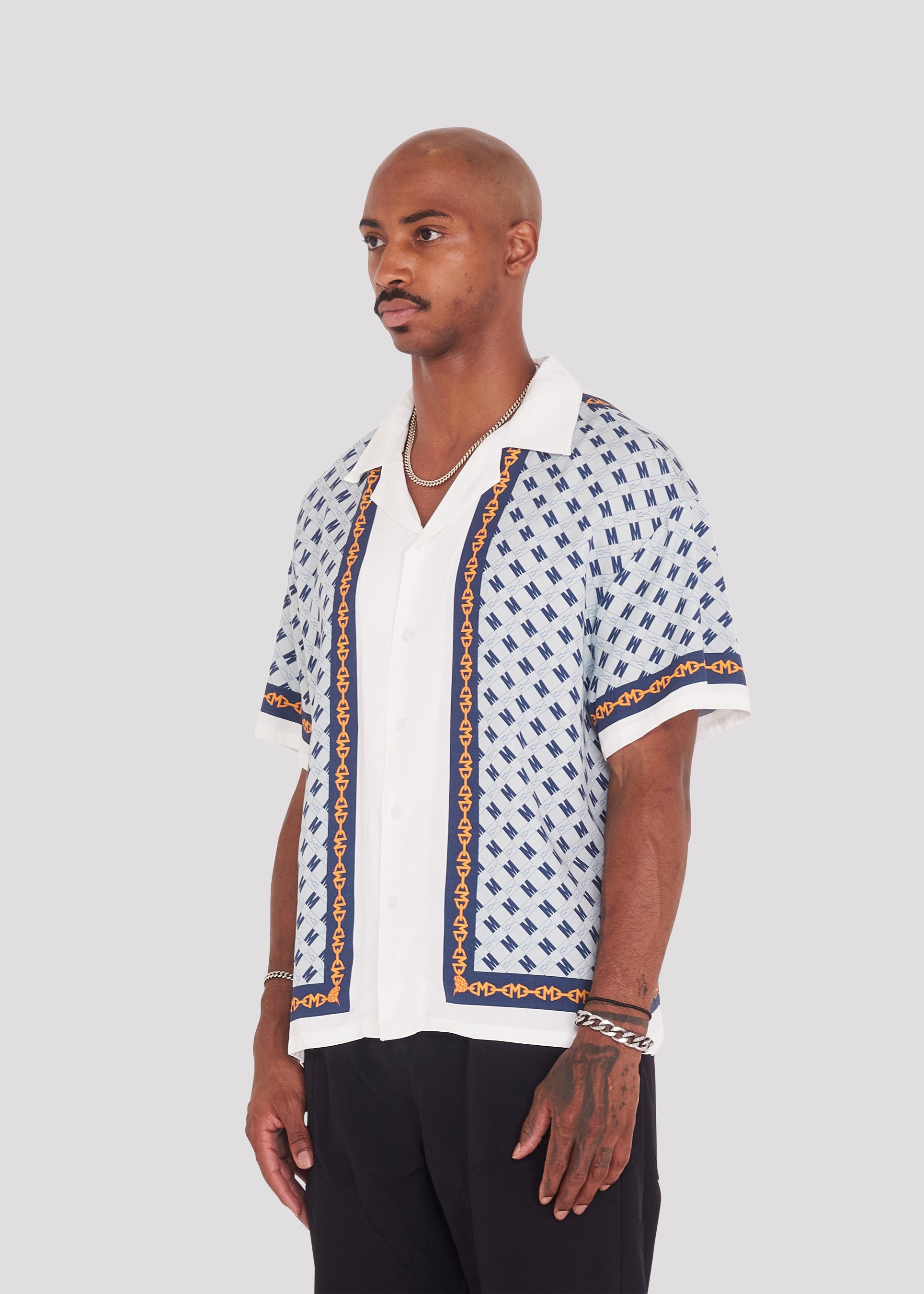 Block Chain Button Down Shirt (White)
