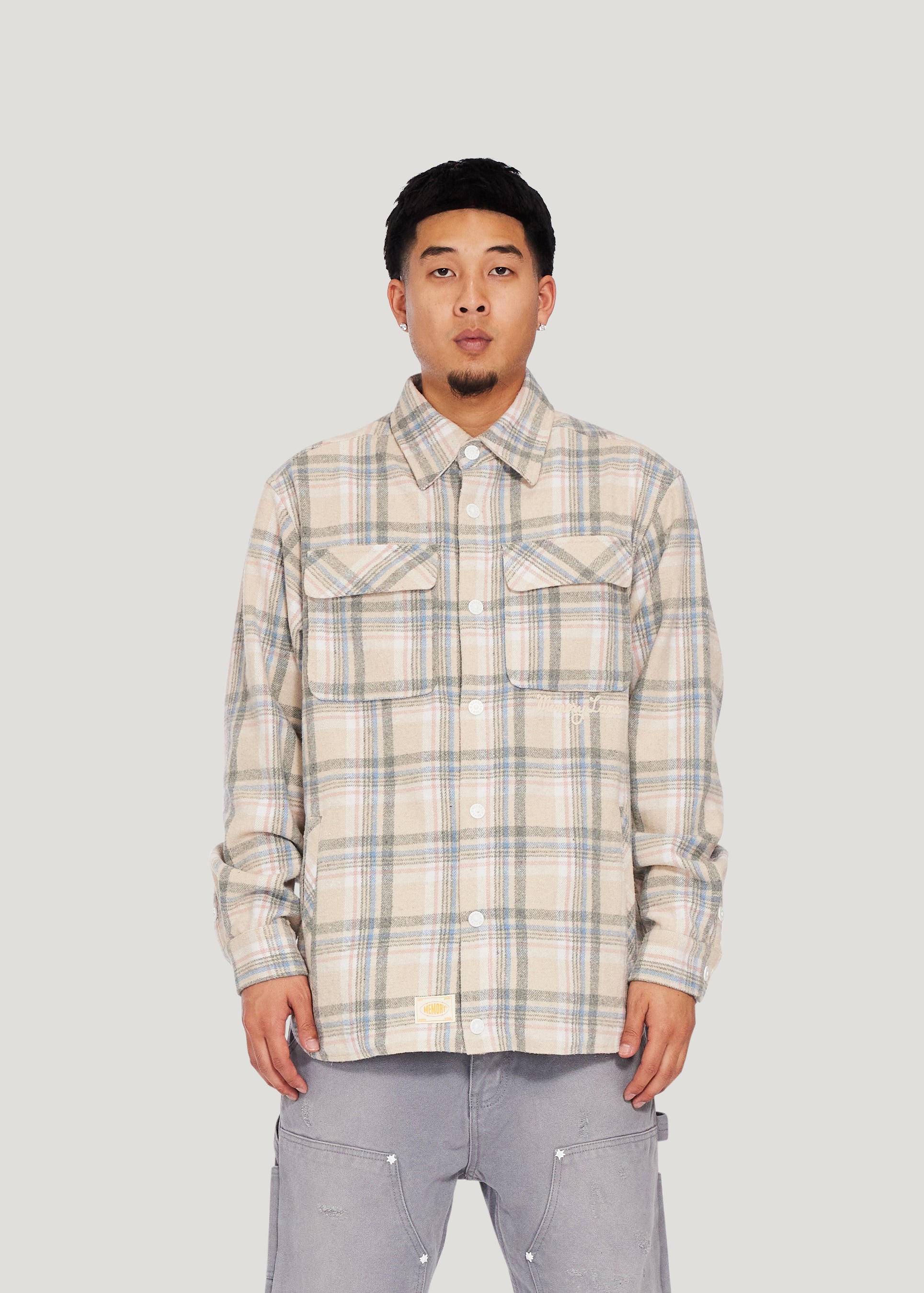 Flannel Shirt Jacket (Khaki)