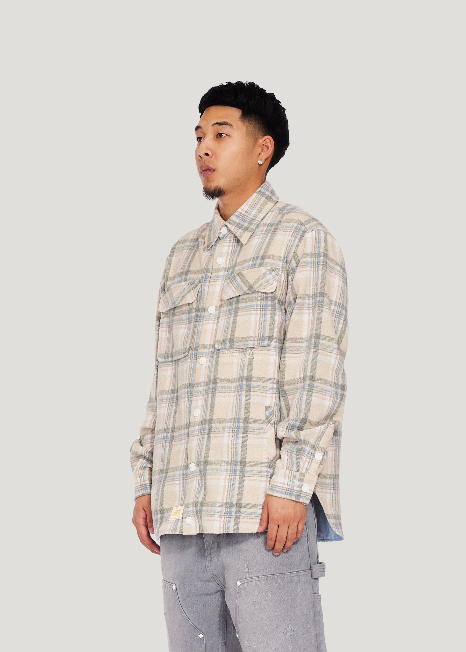 Flannel Shirt Jacket (Khaki)