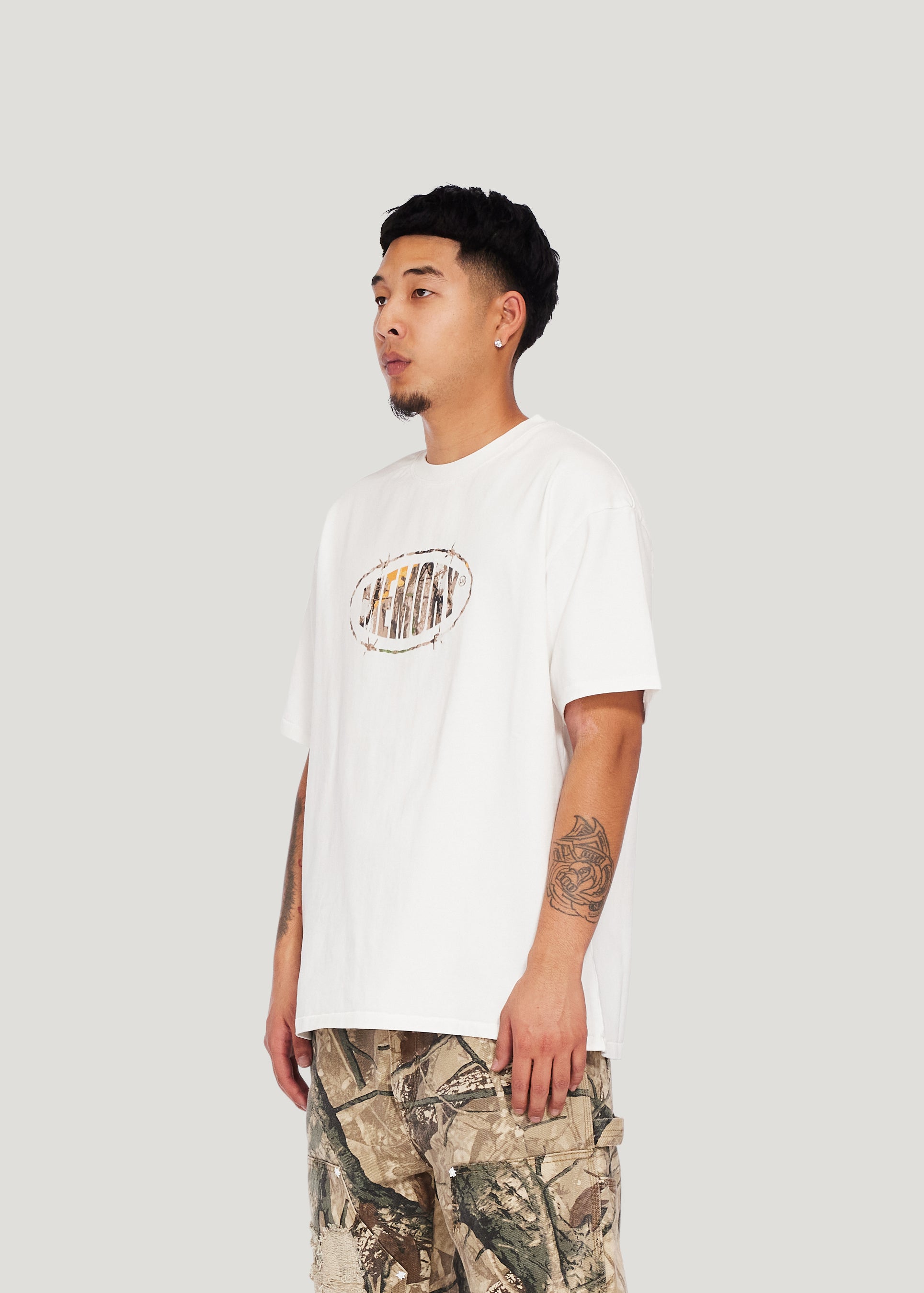 Camo Barbwire Logo Tee (Off White)