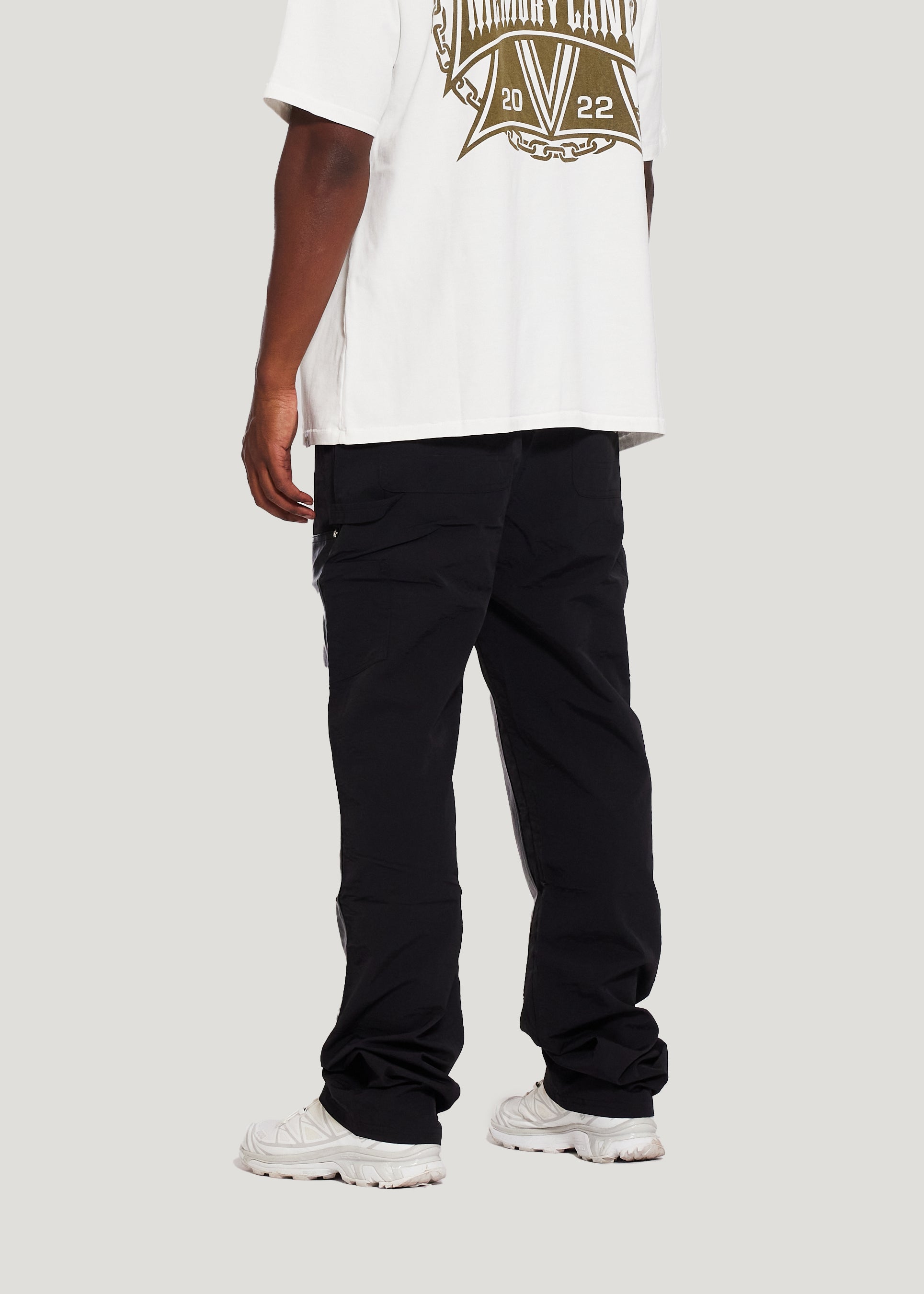 Nylon Leather Double Knee Pant (Black)