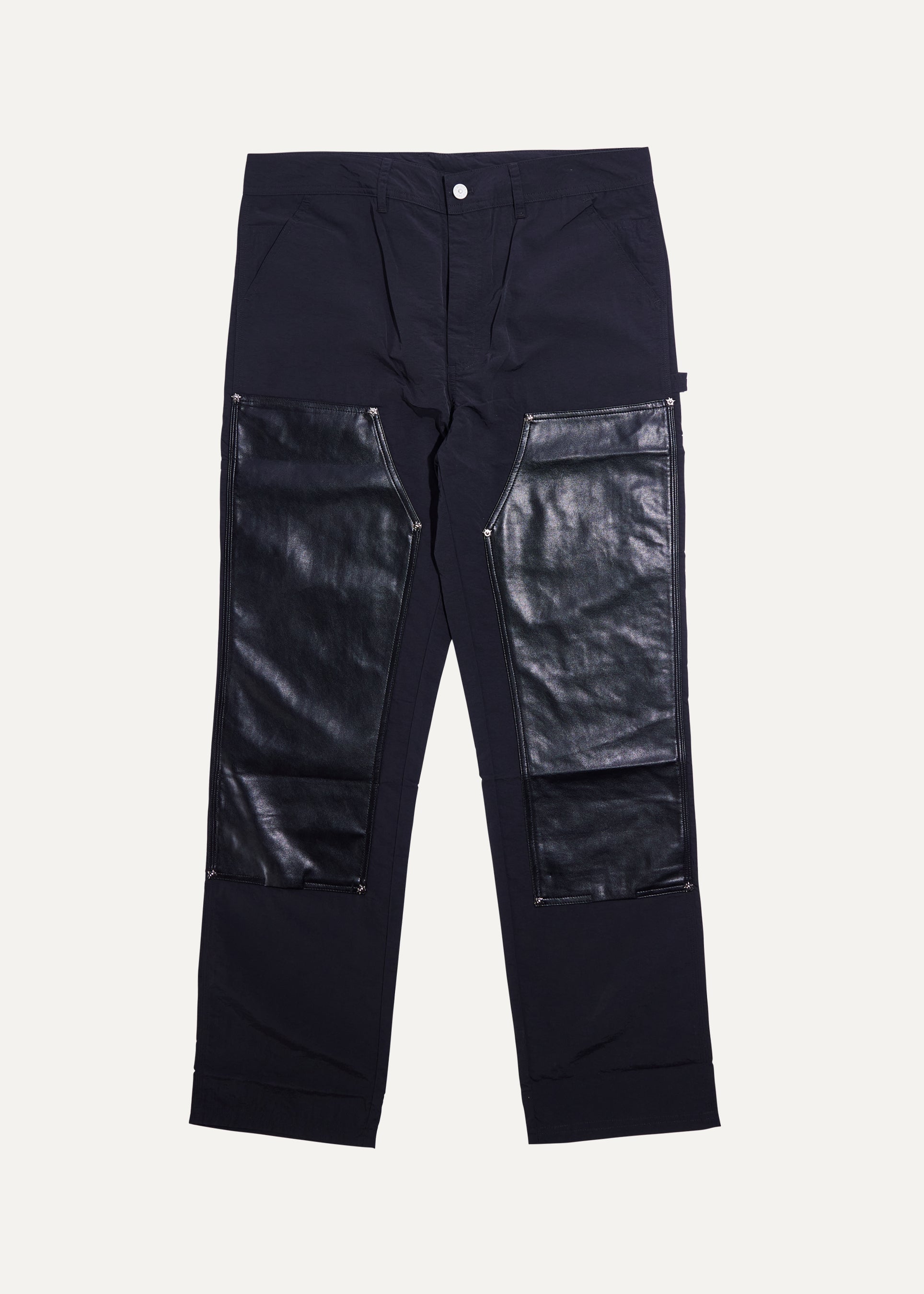 Nylon Leather Double Knee Pant (Black)