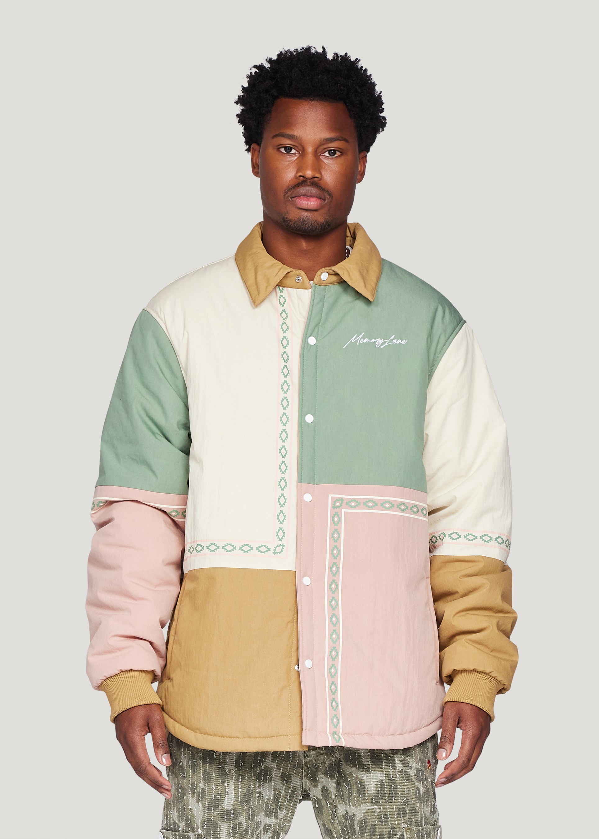 Patchwork Padded Shirt - Multi (Khaki)