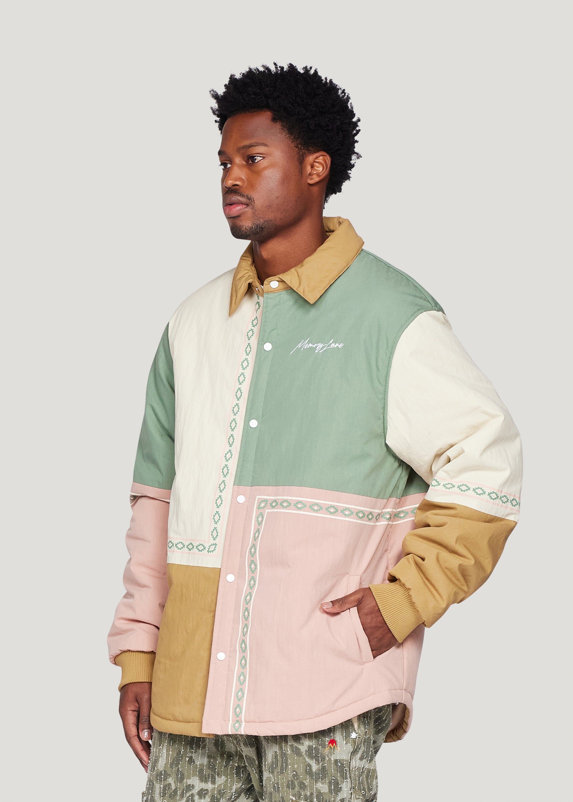 Patchwork Padded Shirt - Multi (Khaki)