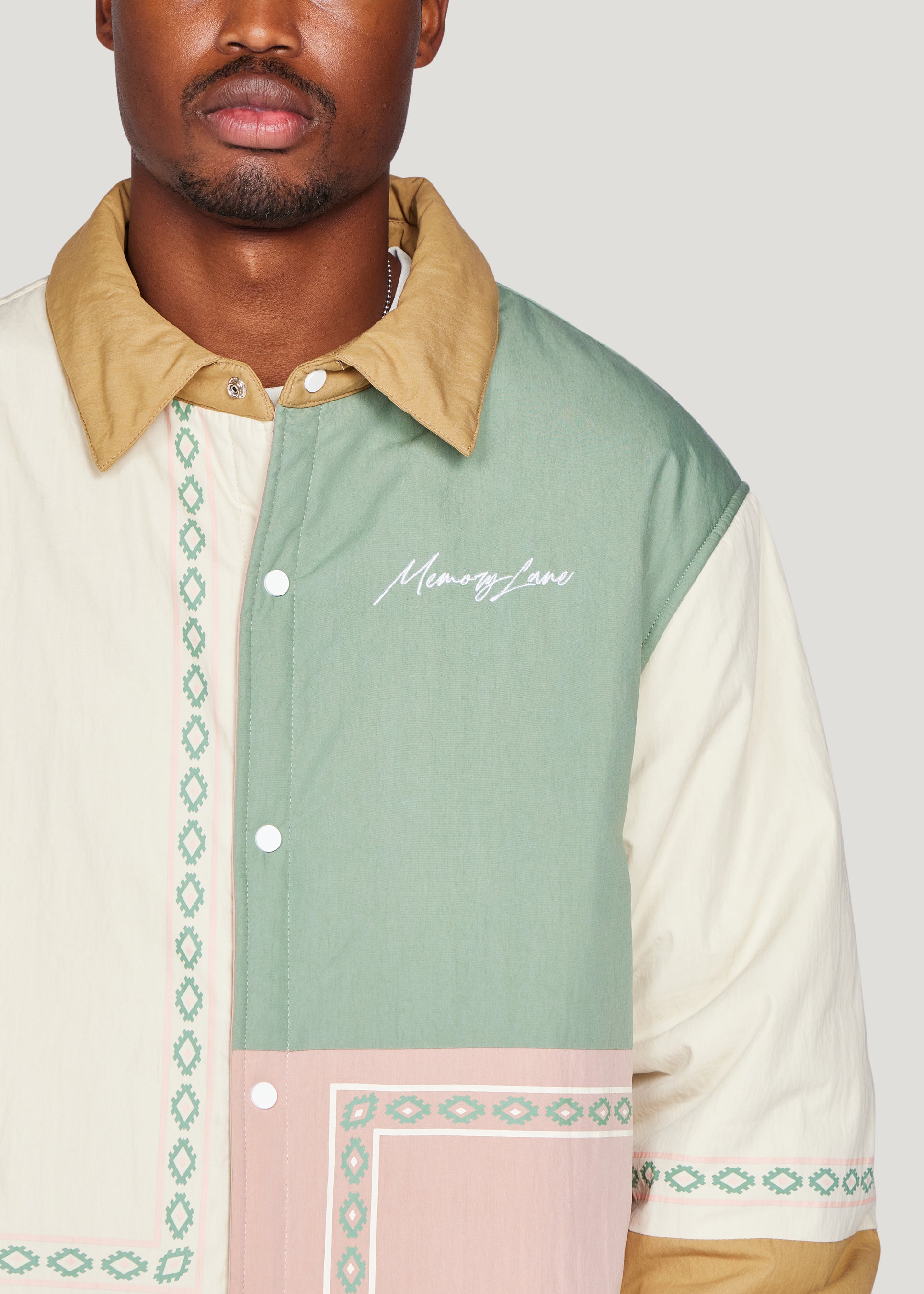 Patchwork Padded Shirt - Multi (Khaki)
