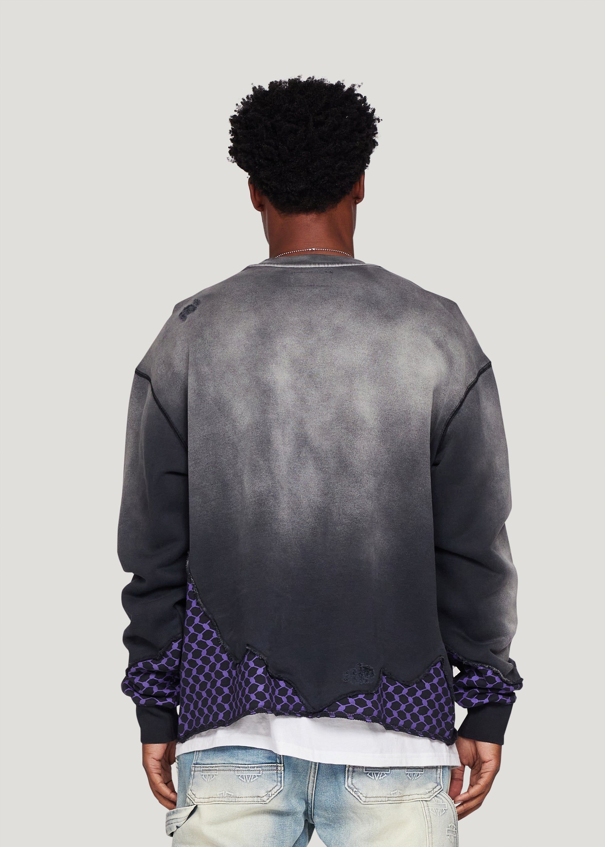 Distress Pattern Crewneck (Black)