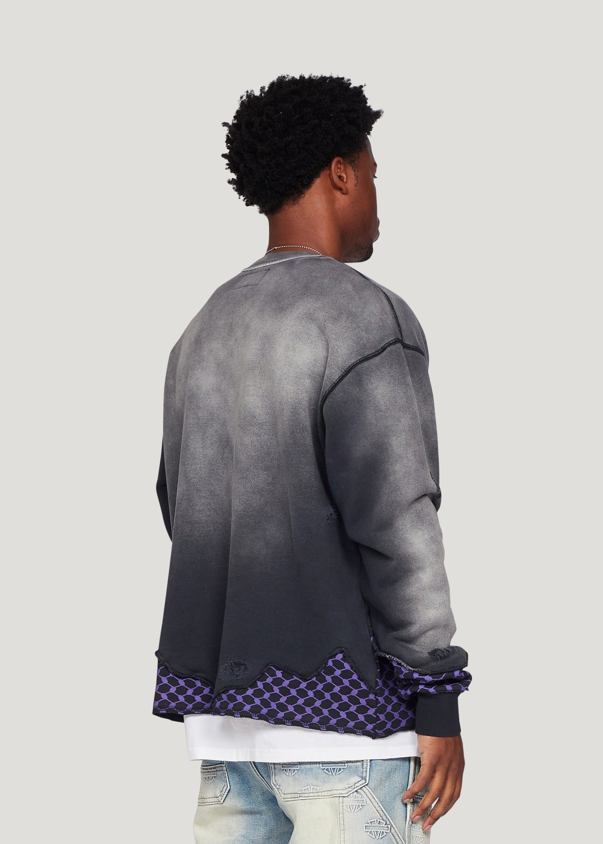 Distress Pattern Crewneck (Black)
