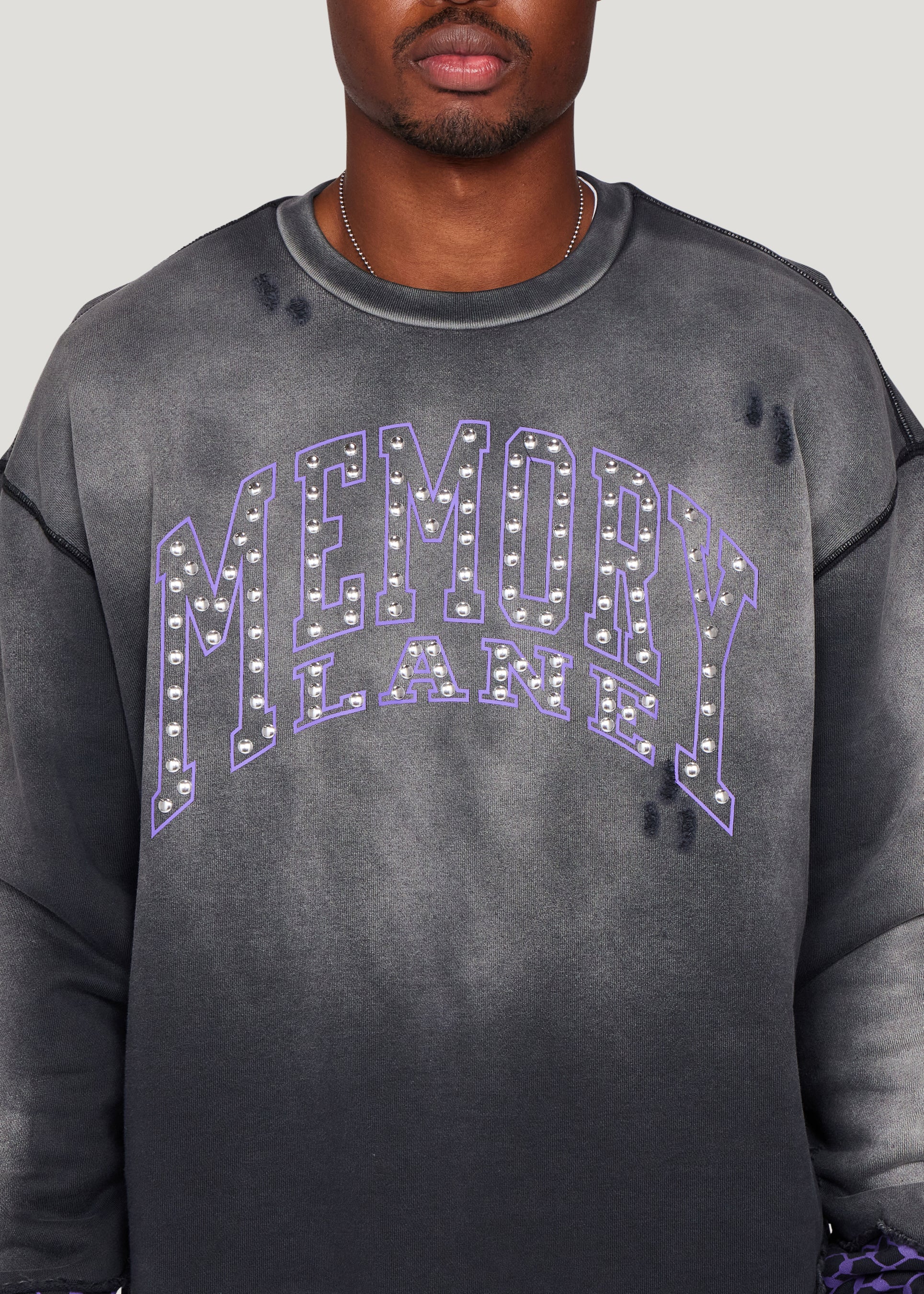 Distress Pattern Crewneck (Black)