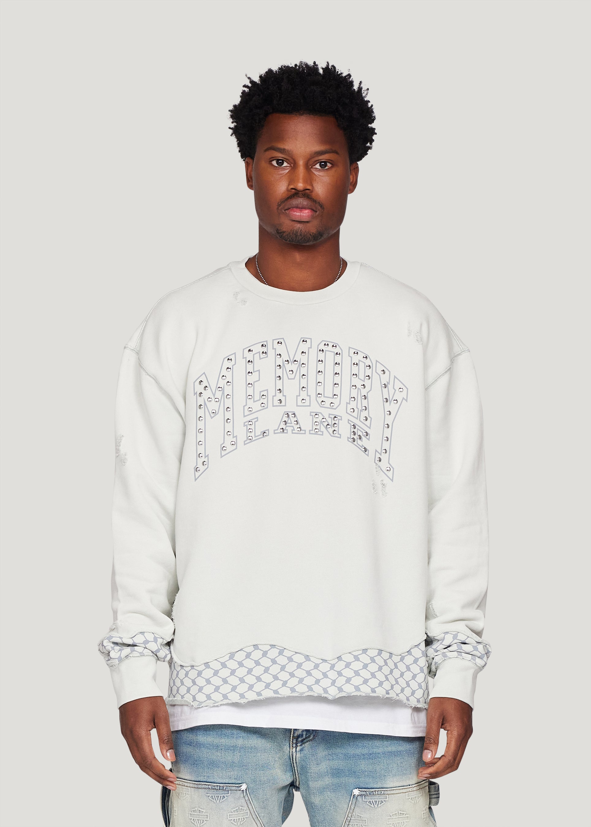 Distress Pattern Crewneck (Light Mint)