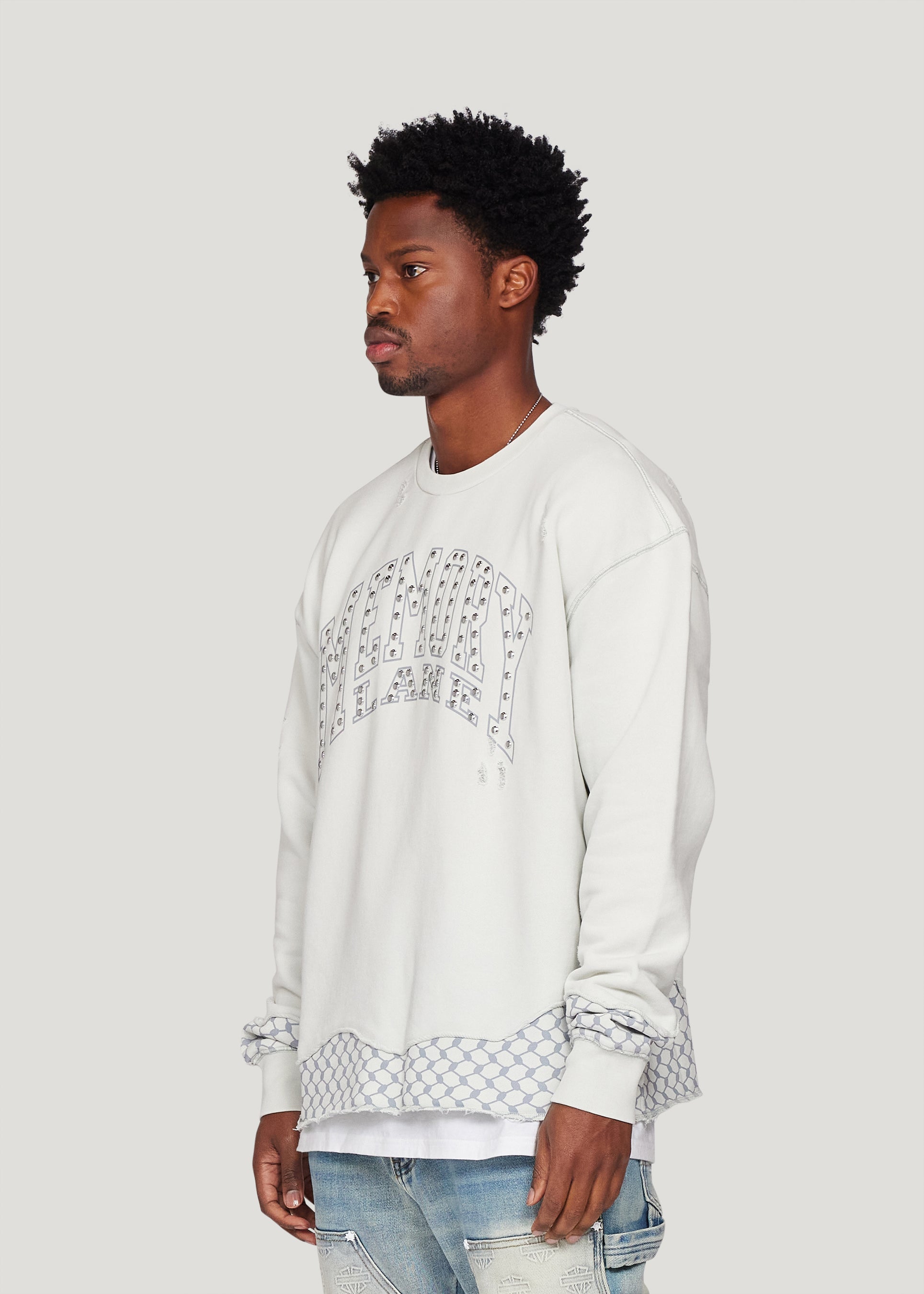 Distress Pattern Crewneck (Light Mint)