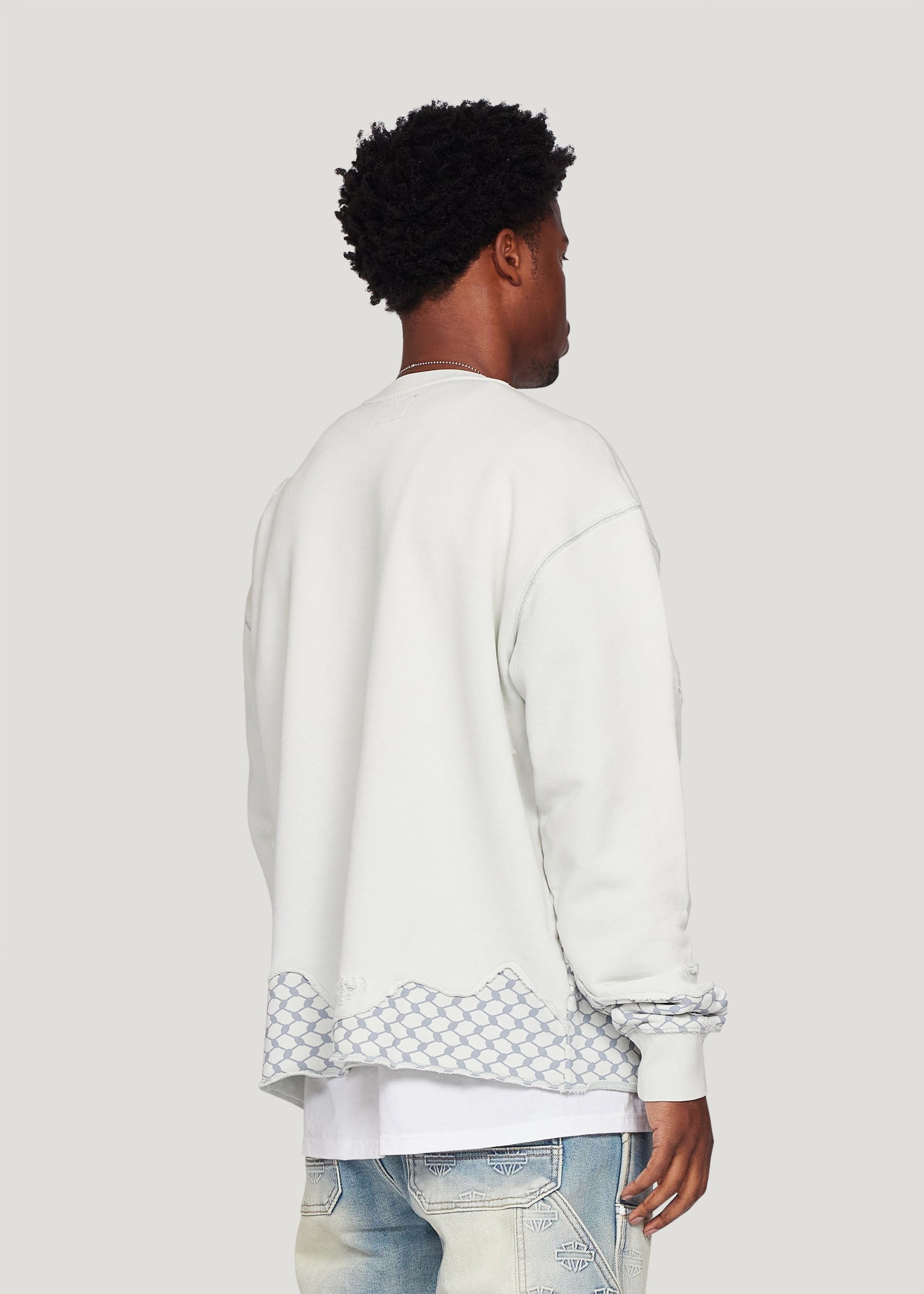 Distress Pattern Crewneck (Light Mint)