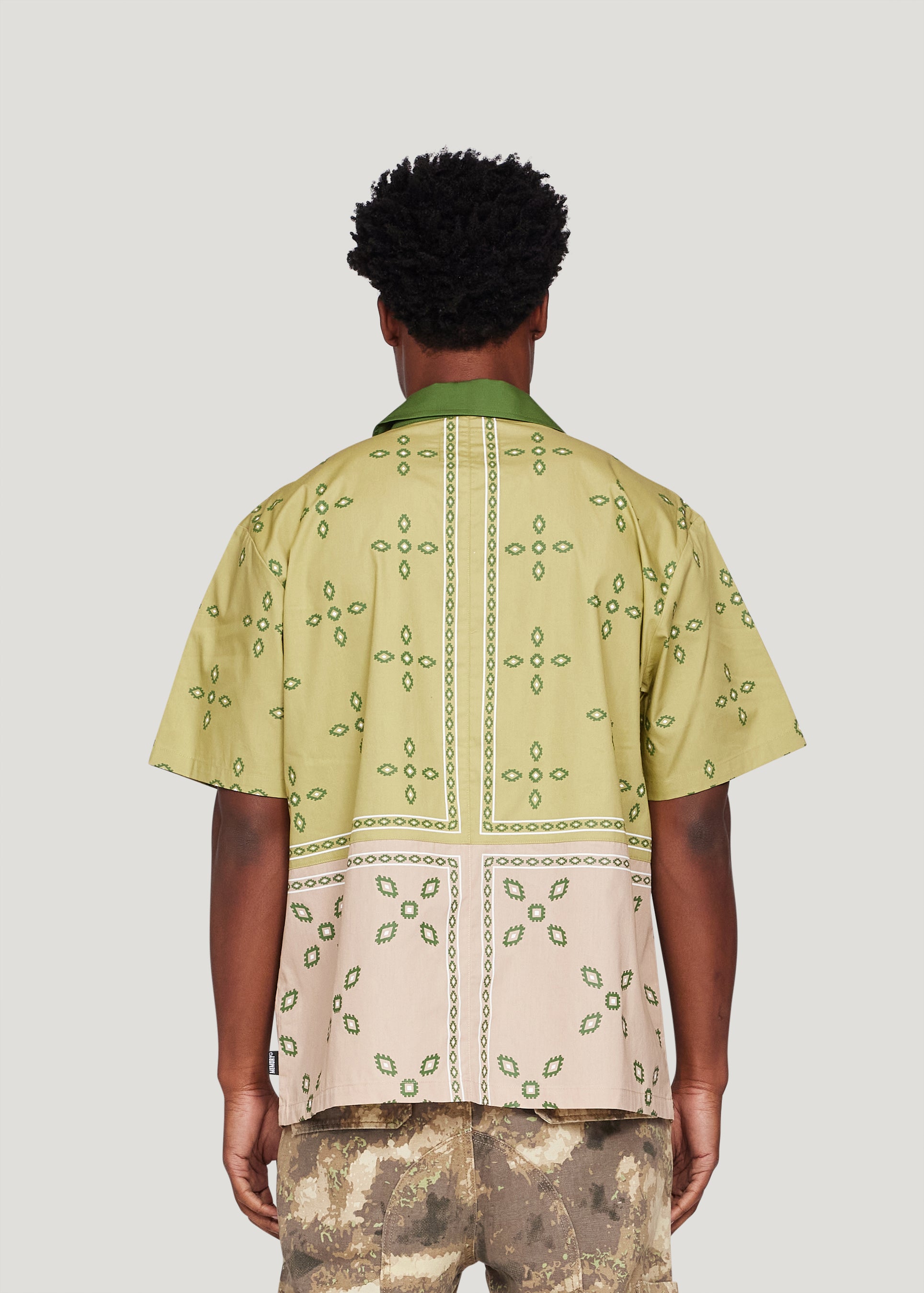 Patch Work Short Sleeve Button-Down (Khaki)