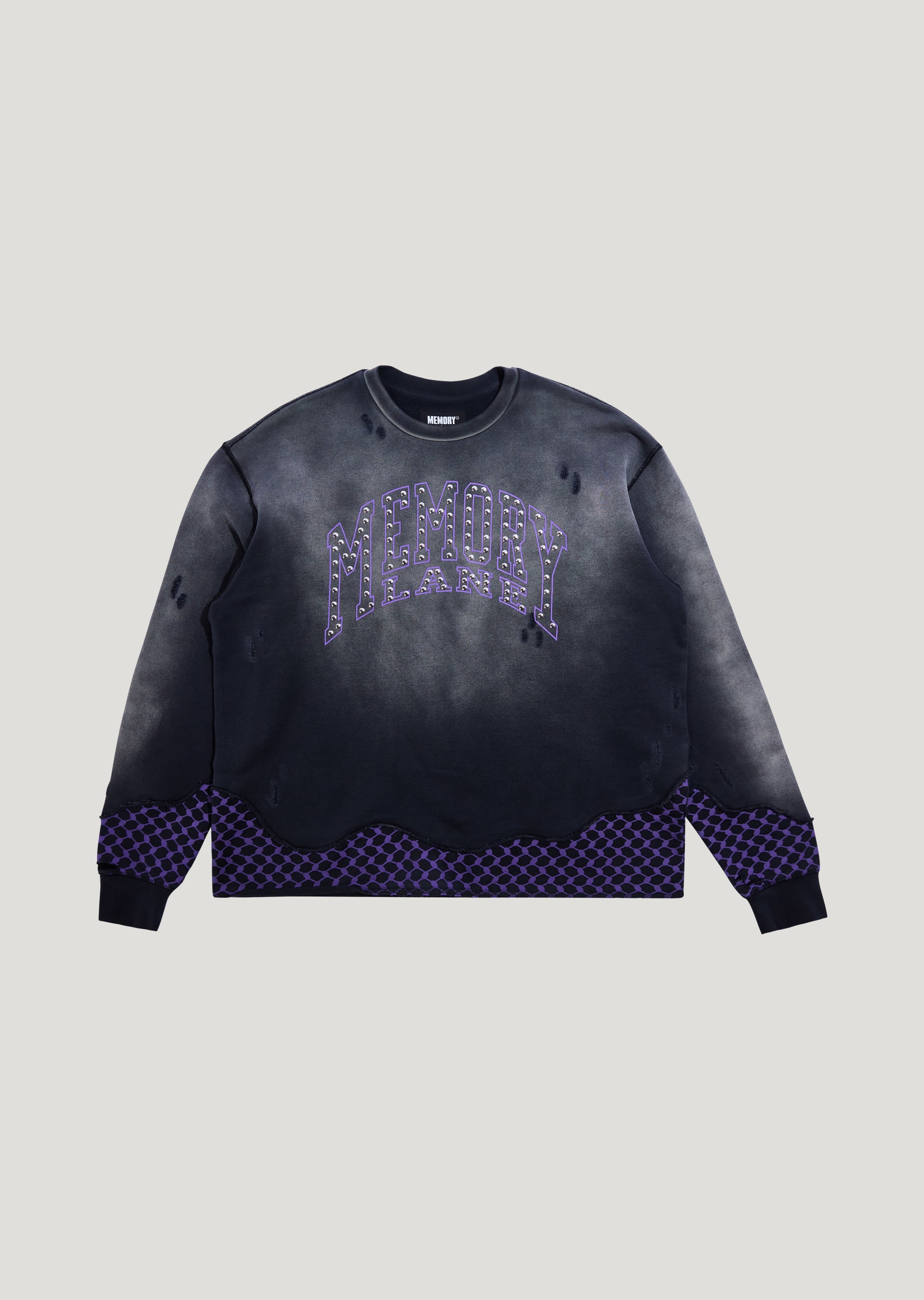 Distress Pattern Crewneck (Black)