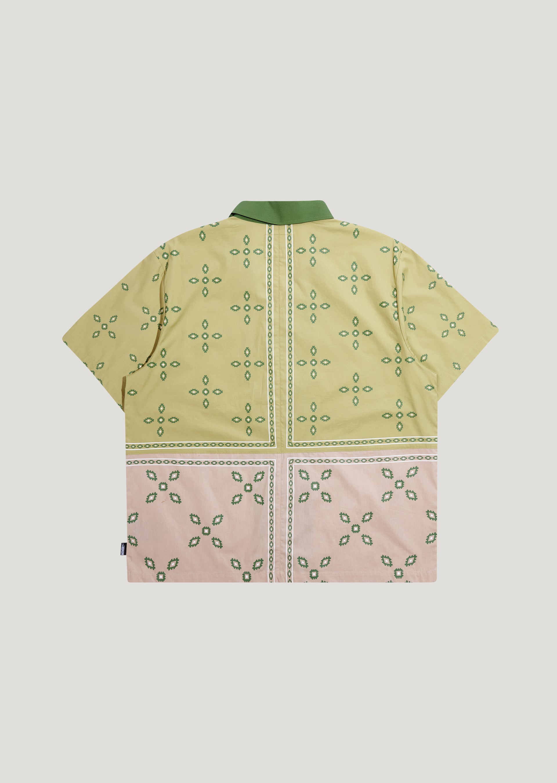 Patch Work Short Sleeve Button-Down (Khaki)