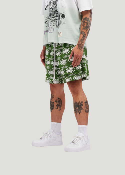 Barbwire Print Mesh Shorts (Hunter Green)