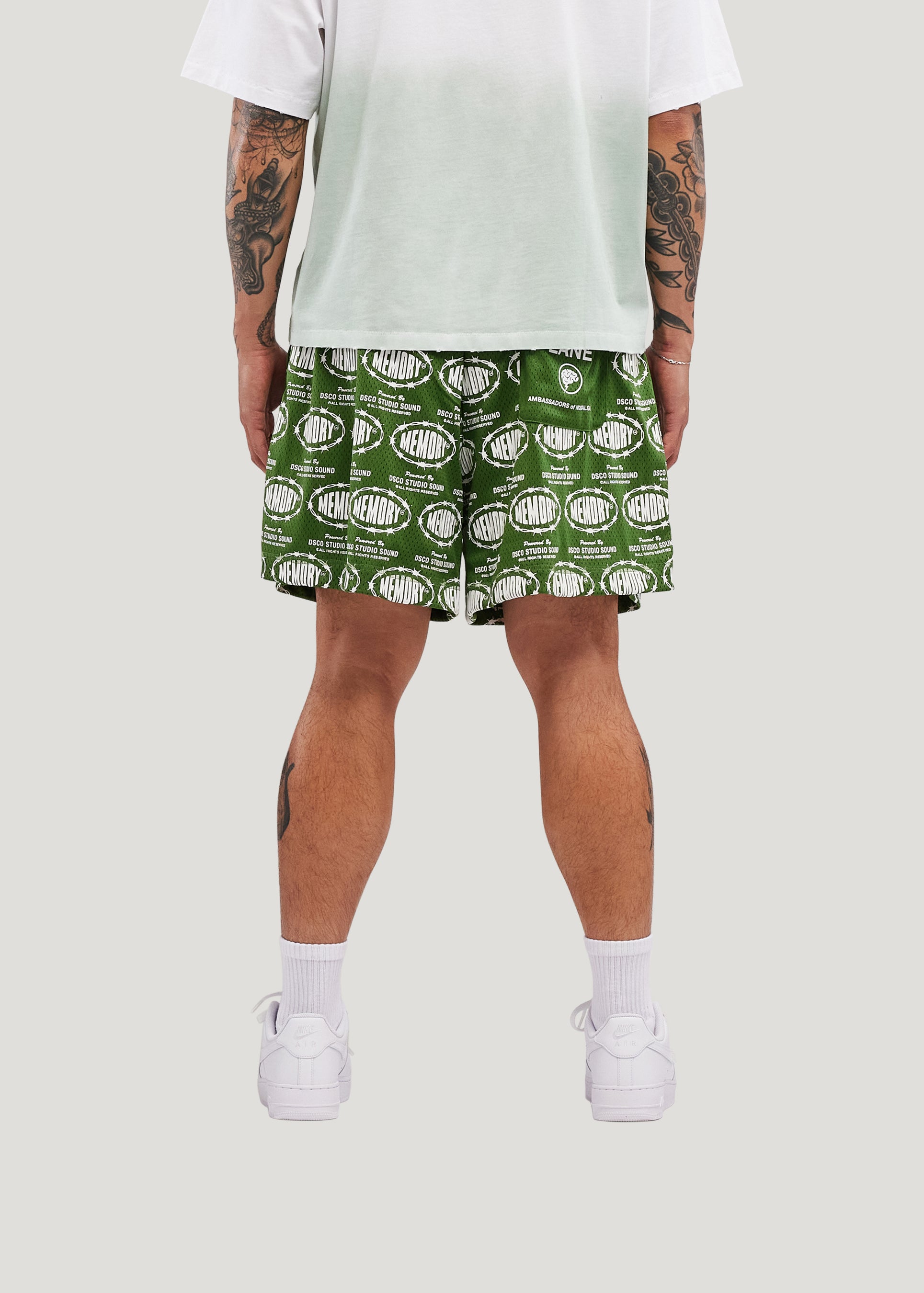 Barbwire Print Mesh Shorts (Hunter Green)