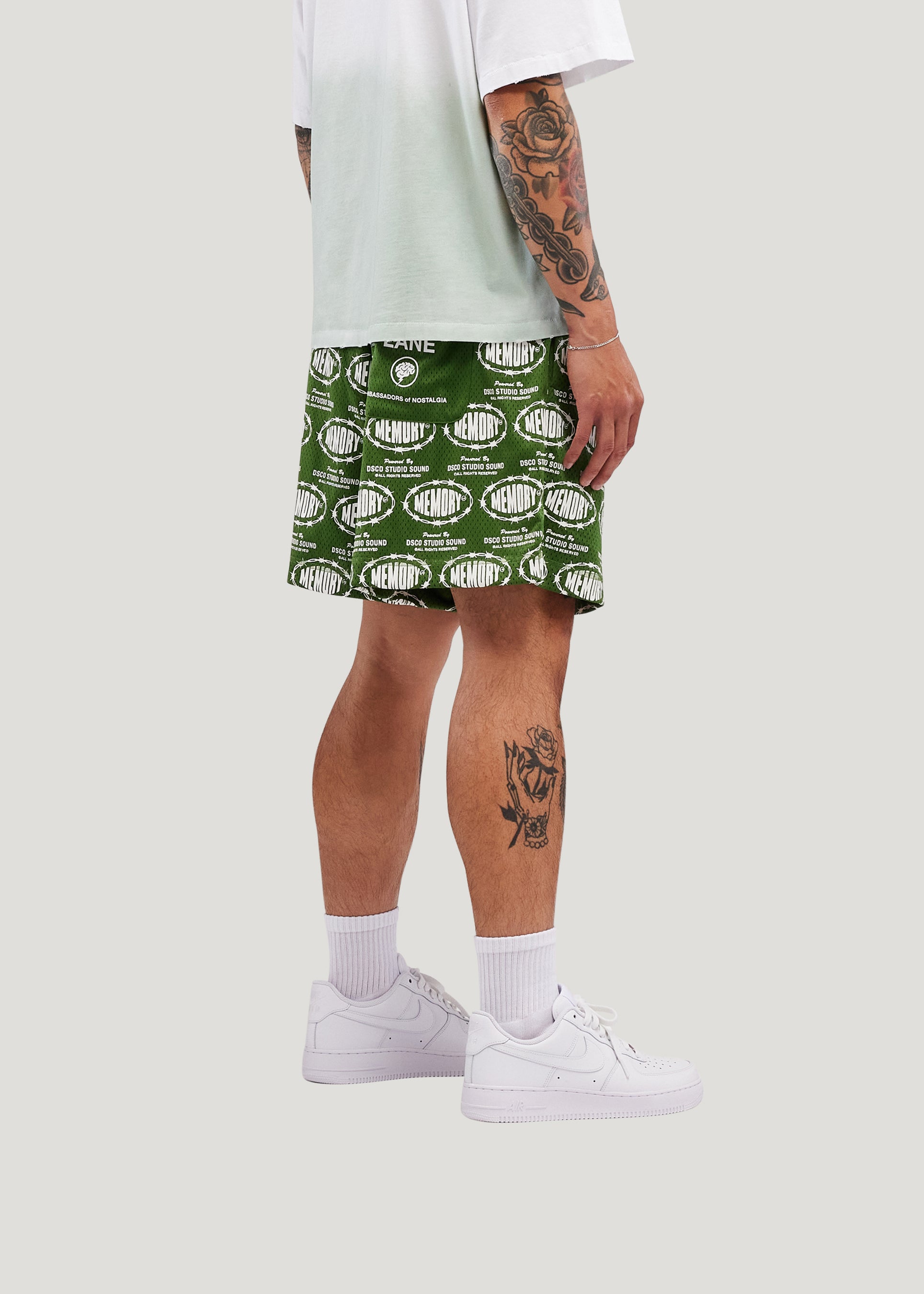 Barbwire Print Mesh Shorts (Hunter Green)