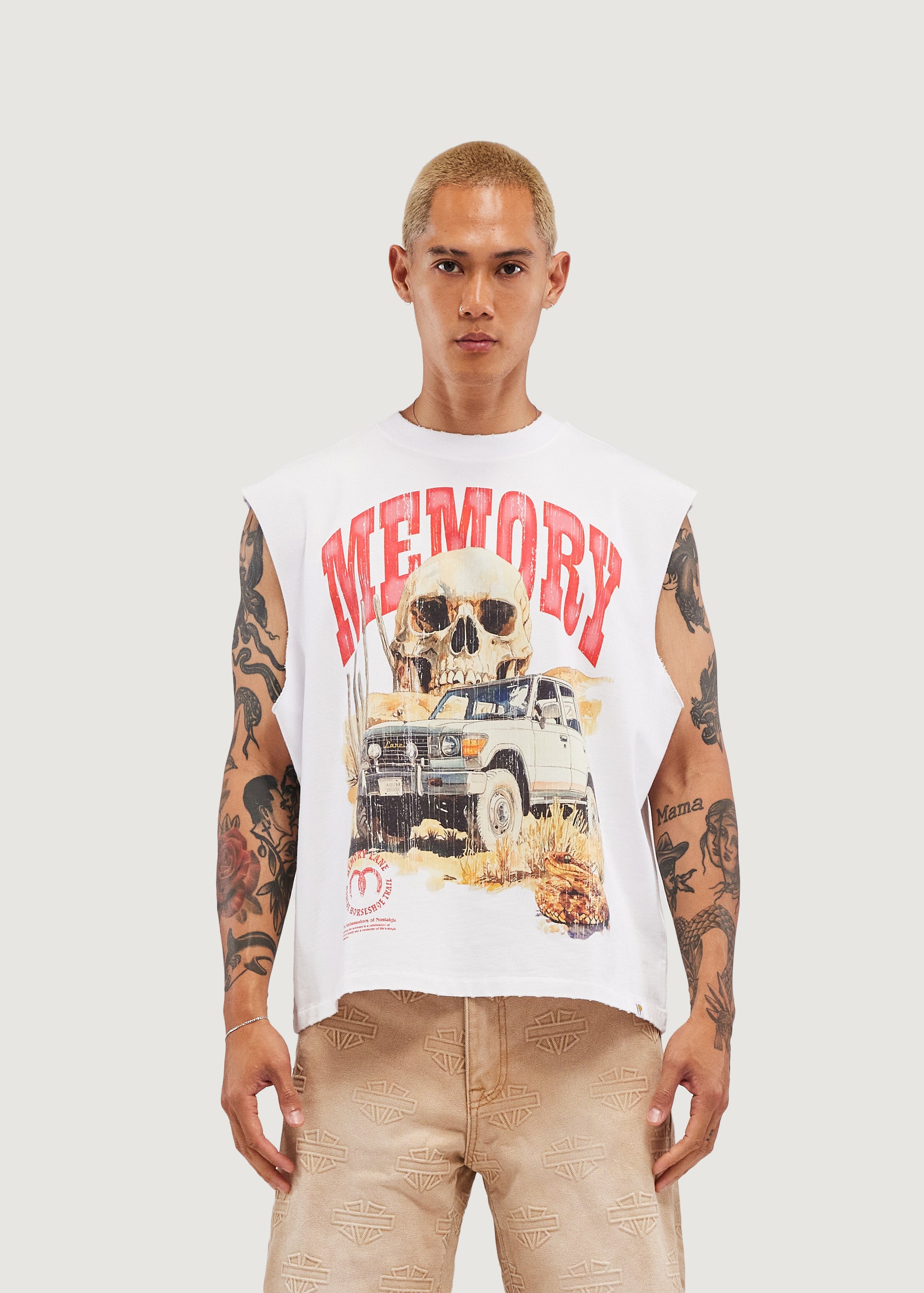 Desert Scene Sleeveless Crop Tee (Off White)