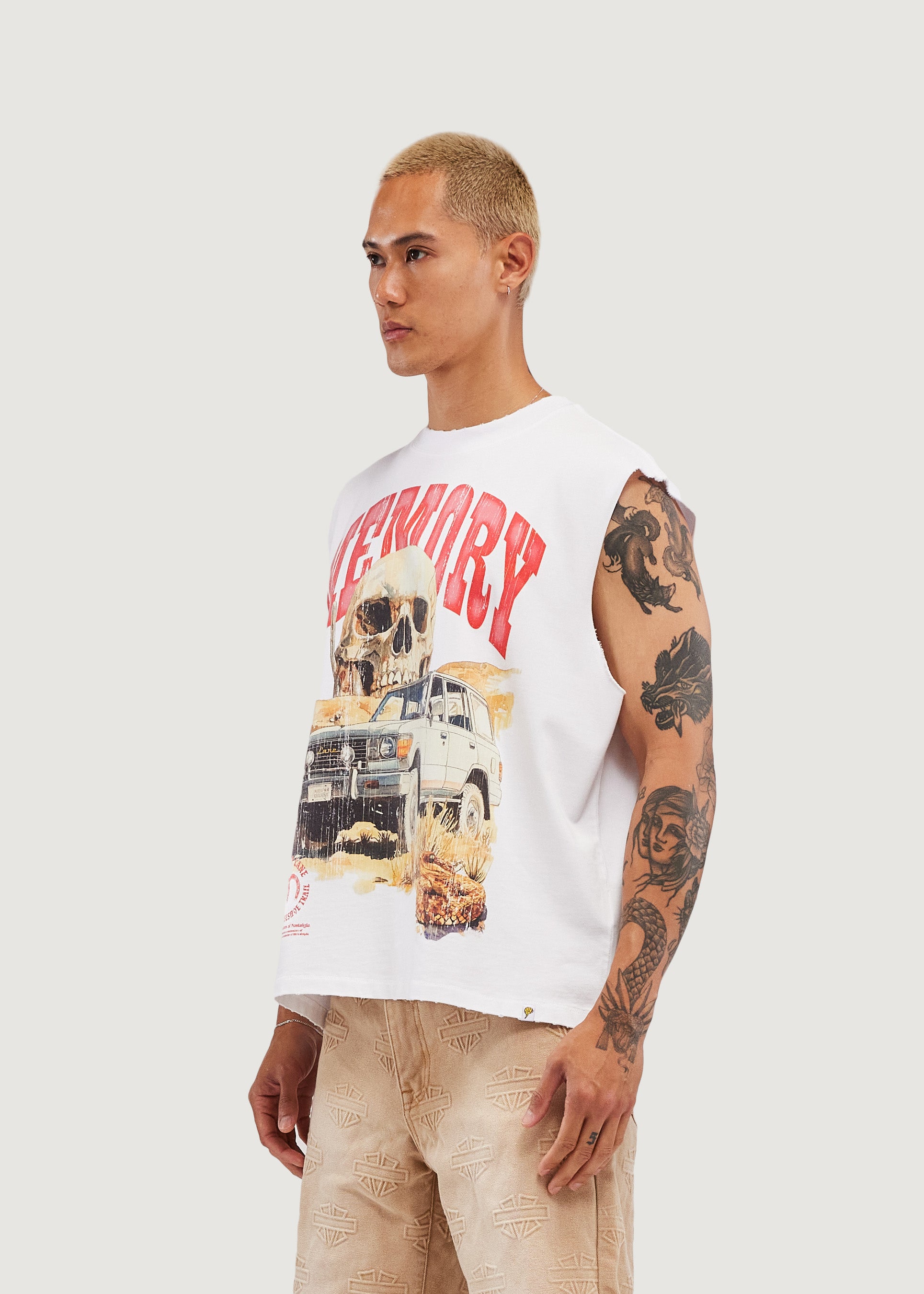 Desert Scene Sleeveless Crop Tee (Off White)