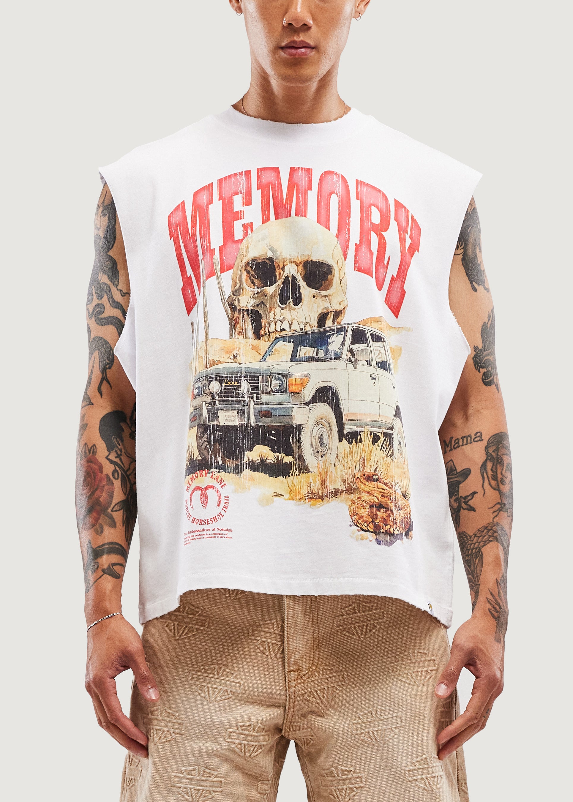 Desert Scene Sleeveless Crop Tee (Off White)