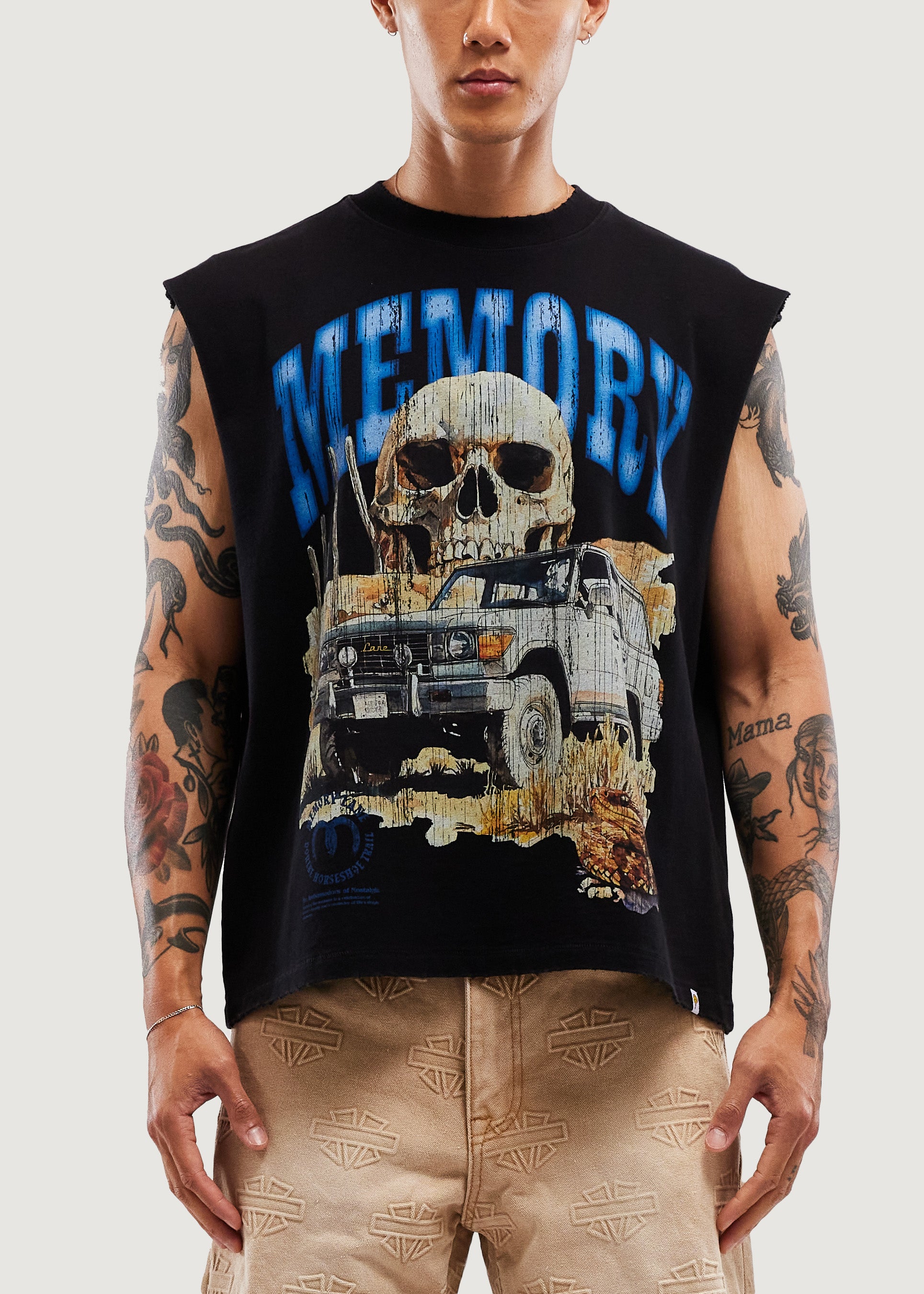 Desert Scene Sleeveless Crop Tee (Vintage Black)