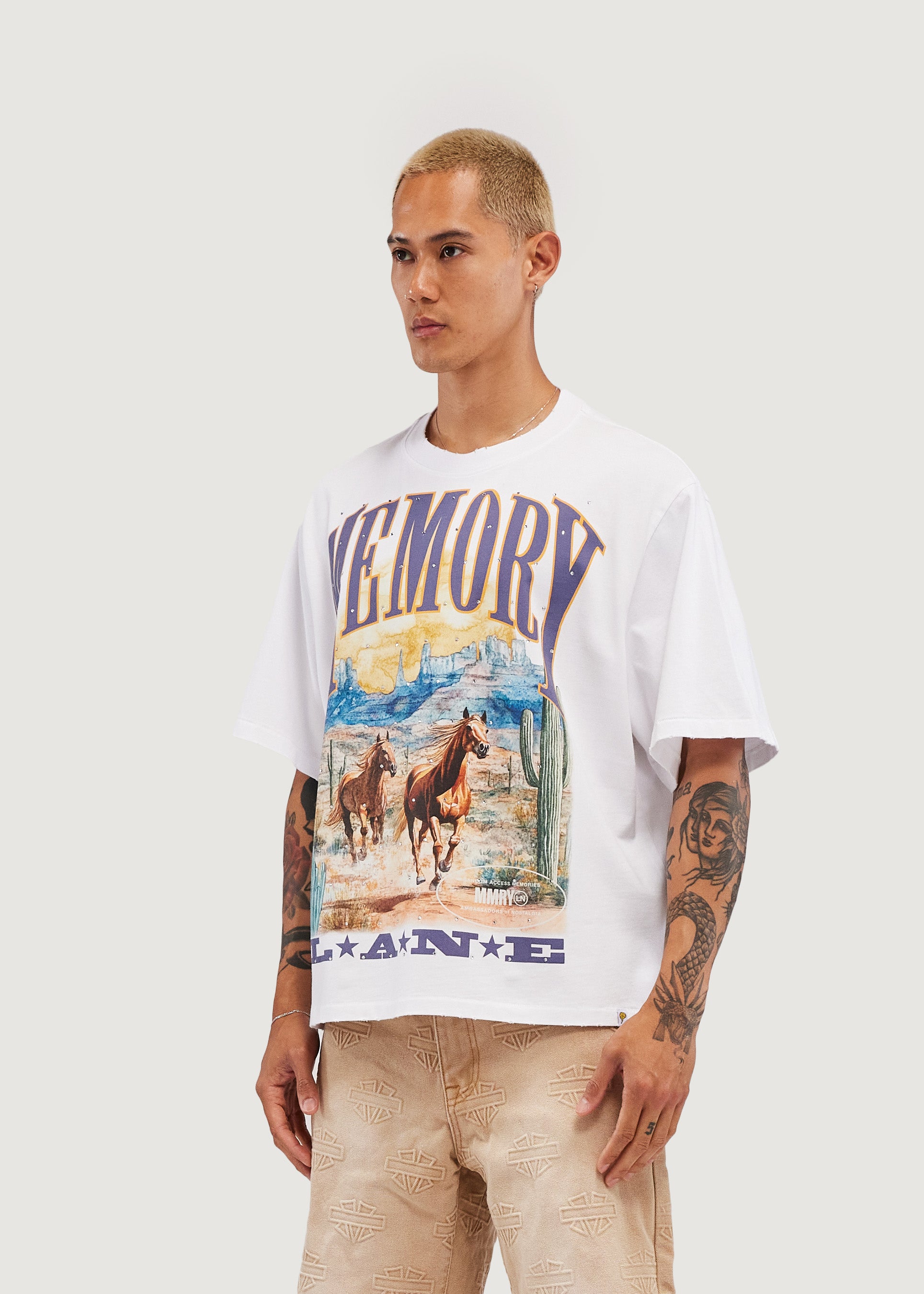 Wild Horses Crop Tee (Off White)