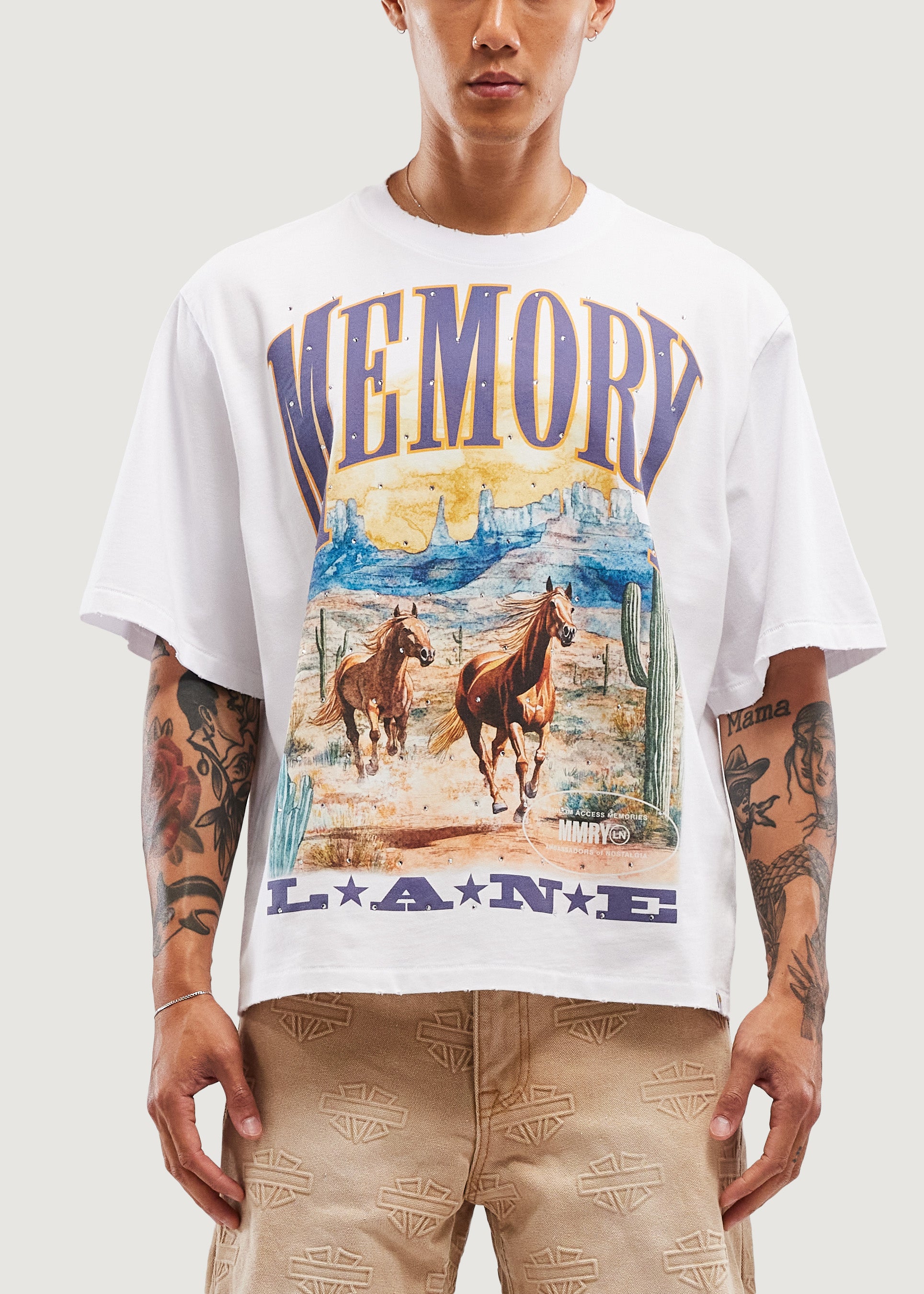 Wild Horses Crop Tee (Off White)