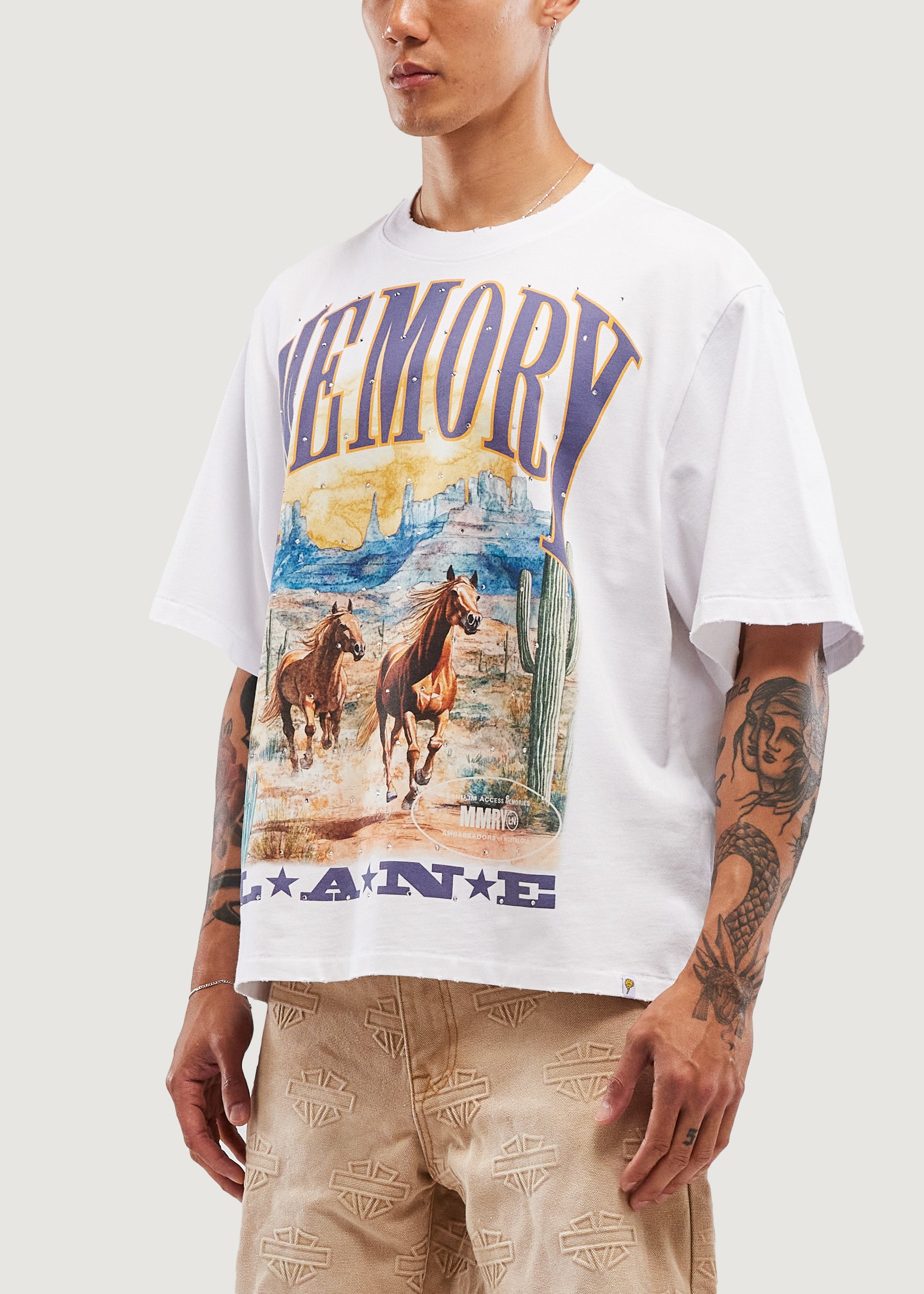 Wild Horses Crop Tee (Off White)