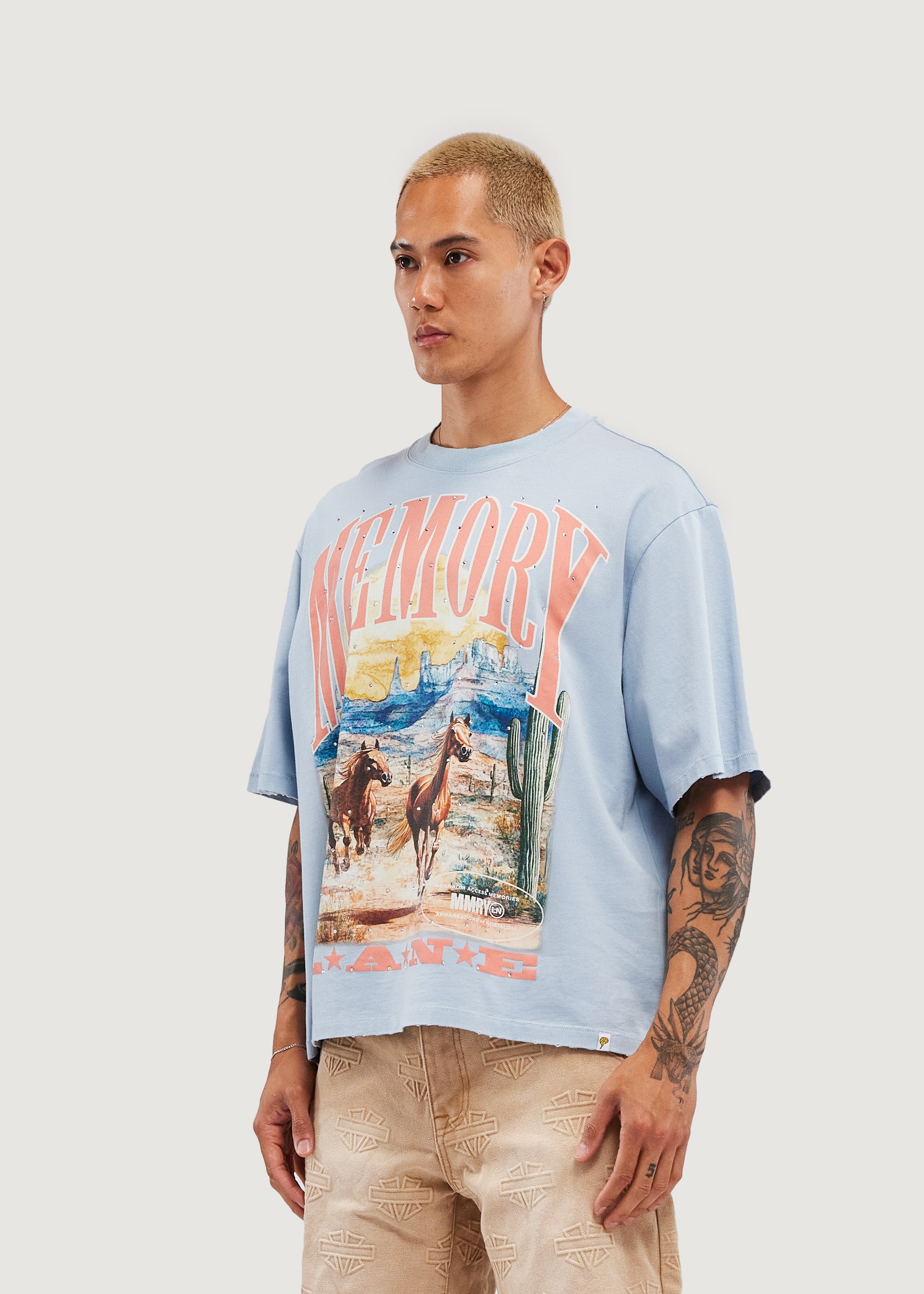 Wild Horses Crop Tee (Slate Gray)