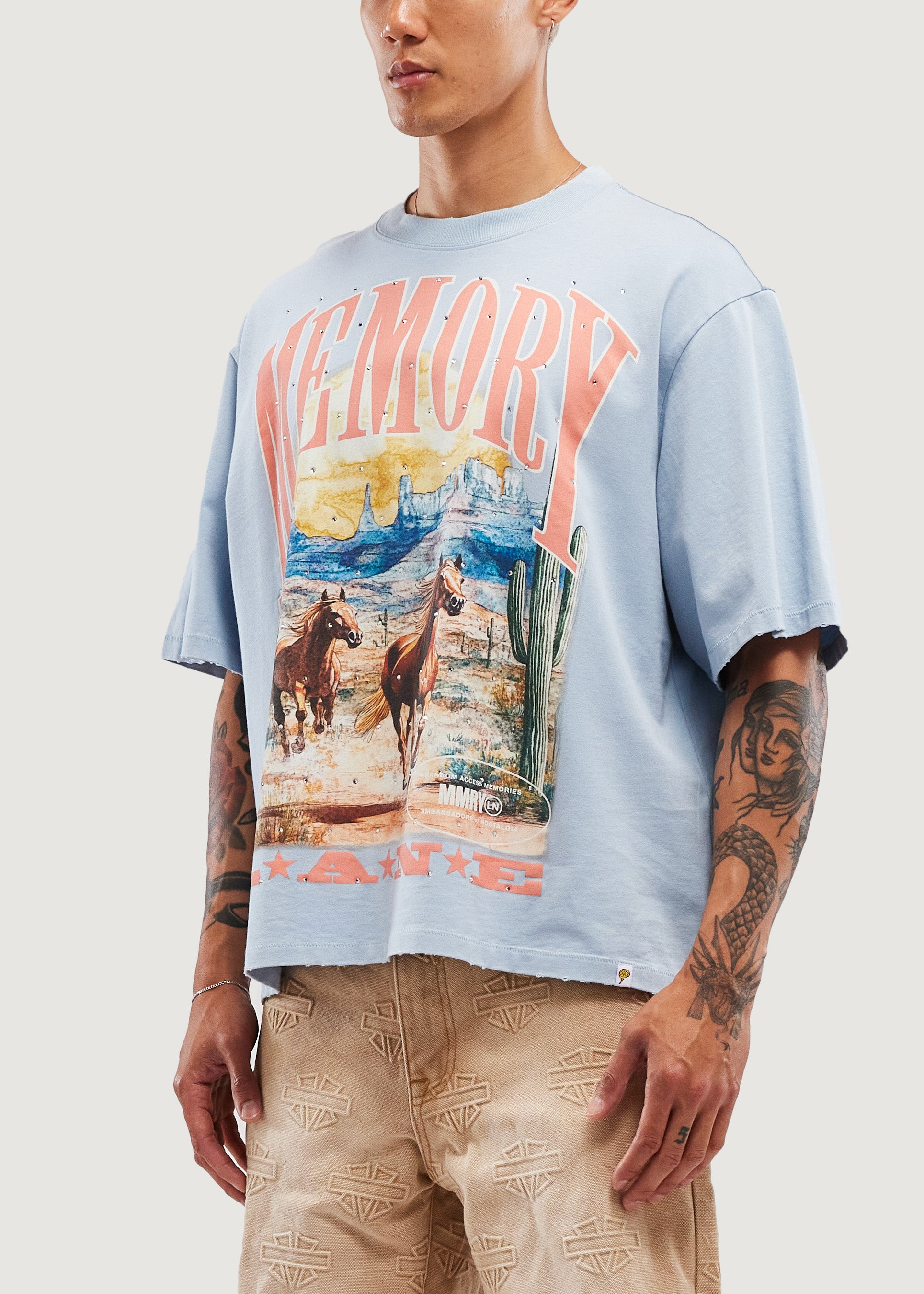 Wild Horses Crop Tee (Slate Gray)