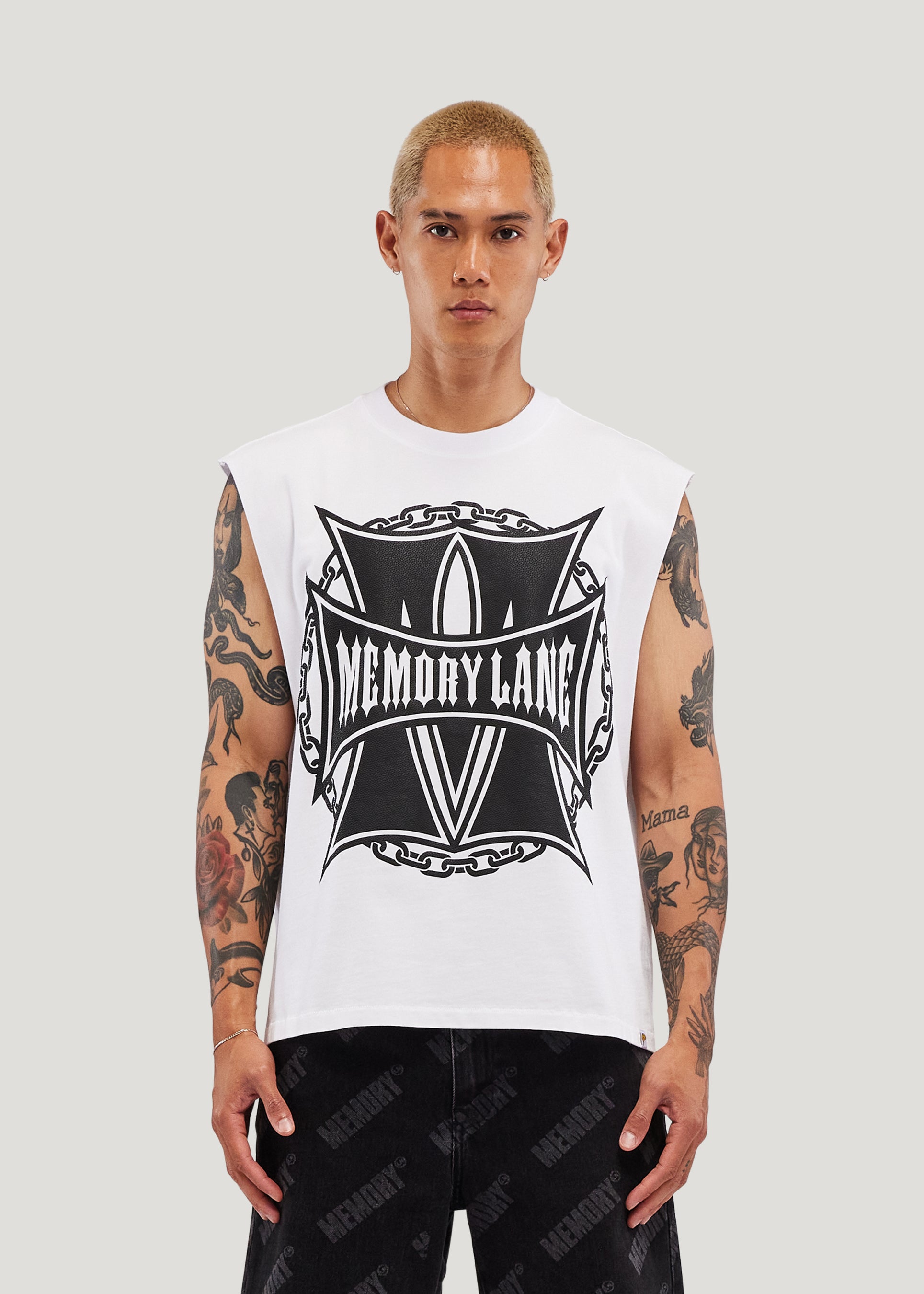M Shield Sleeveless Crop Tee (Off White)