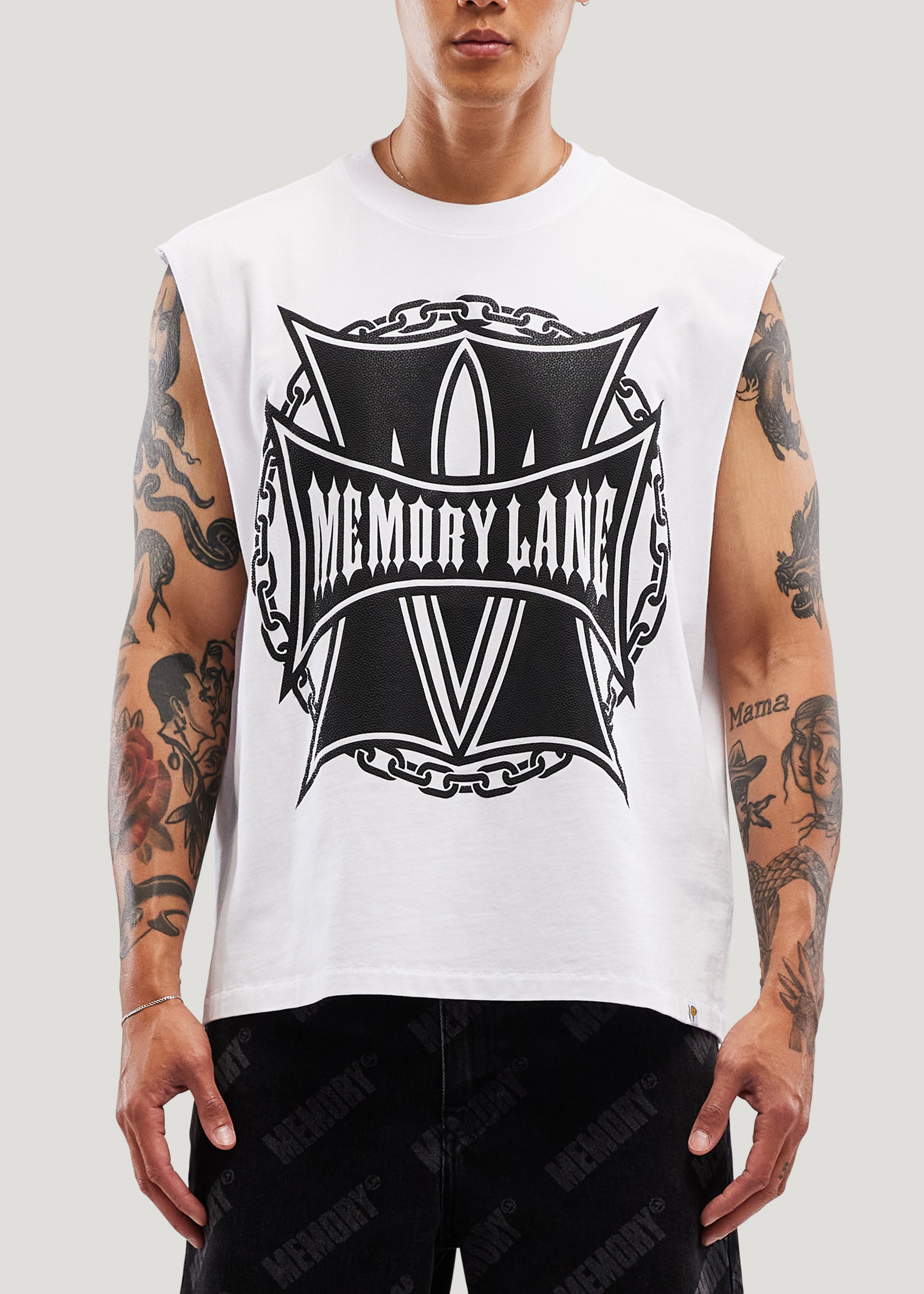 M Shield Sleeveless Crop Tee (Off White)