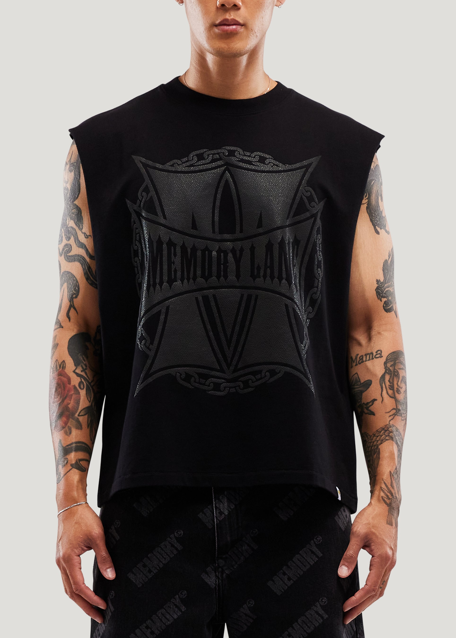 M Shield Sleeveless Crop Tee (Vintage Black)
