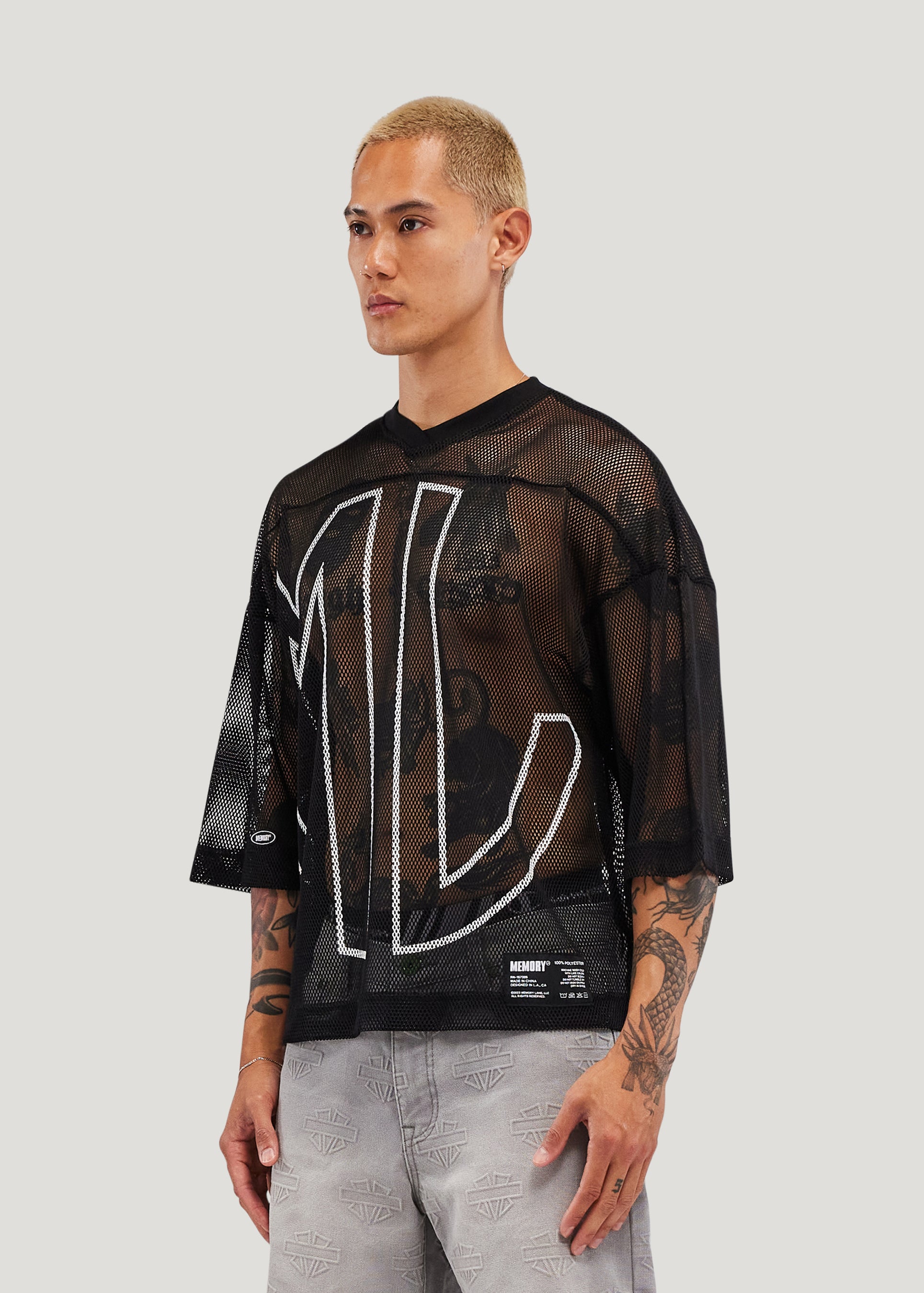 Open Mesh Initial Jersey (Black)