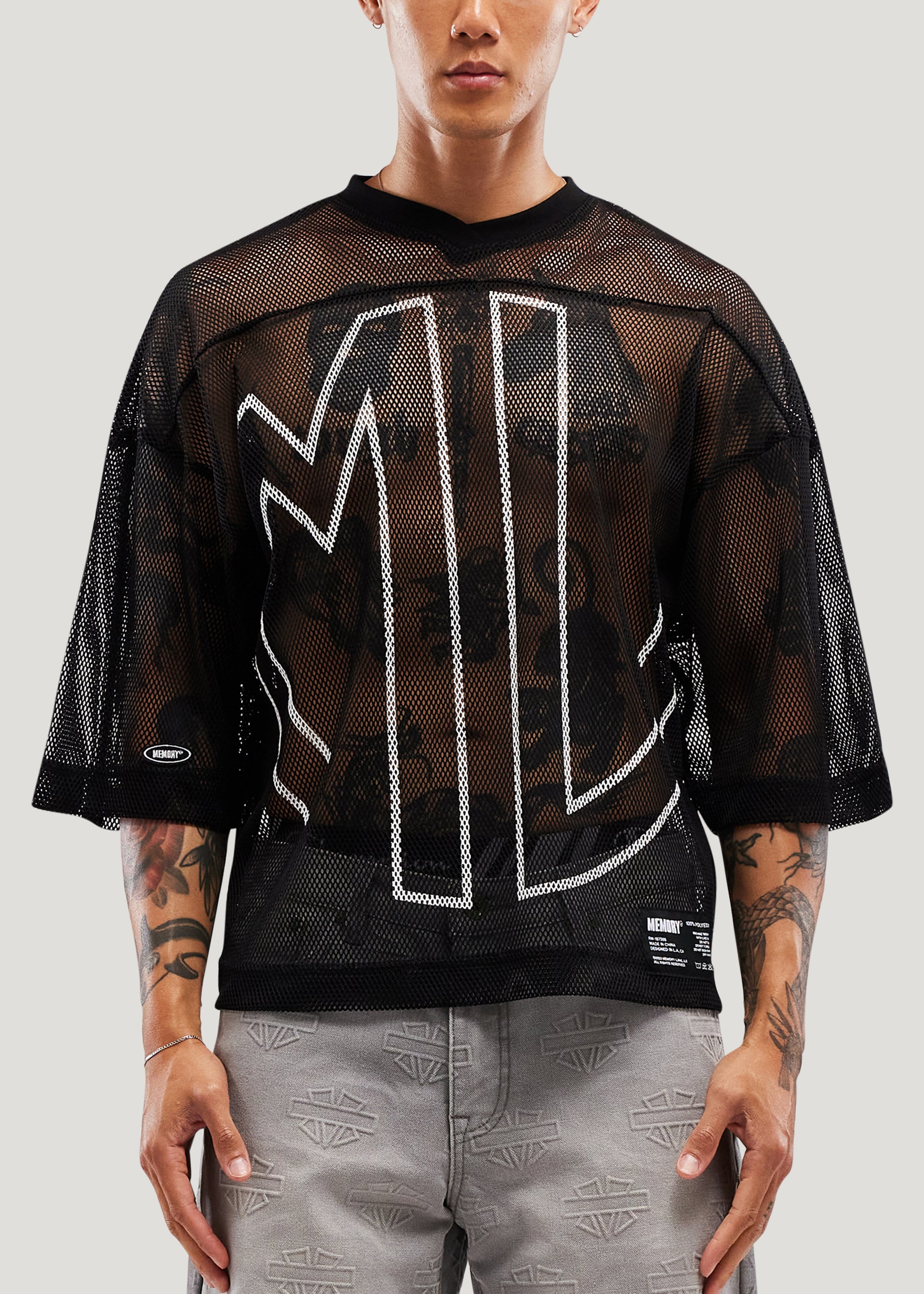 Open Mesh Initial Jersey (Black)