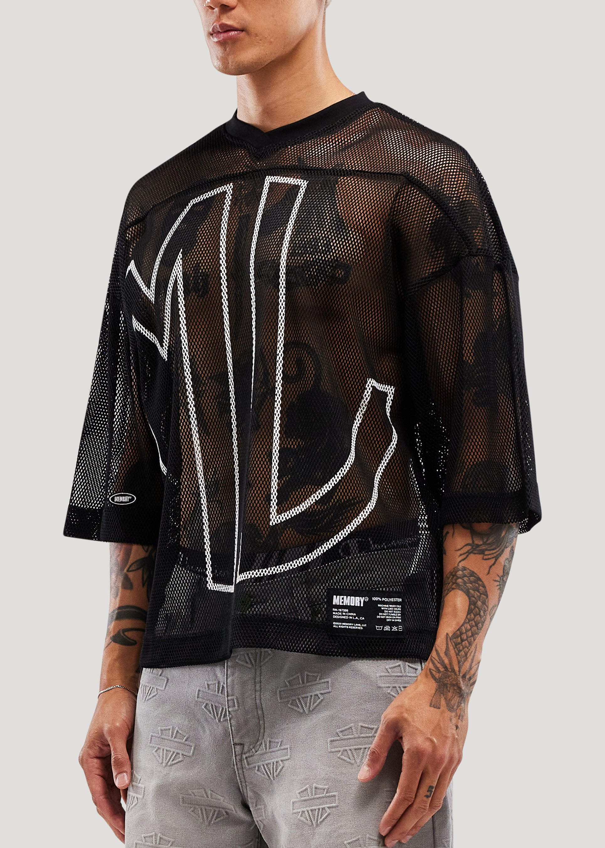 Open Mesh Initial Jersey (Black)