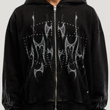 Flame Zip Hoodie (Black)