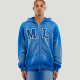 Initial Full Zip Hoodie (Faded Blue)