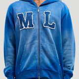 Initial Full Zip Hoodie (Faded Blue)
