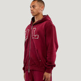 Initial Full Zip Hoodie (Burgundy)
