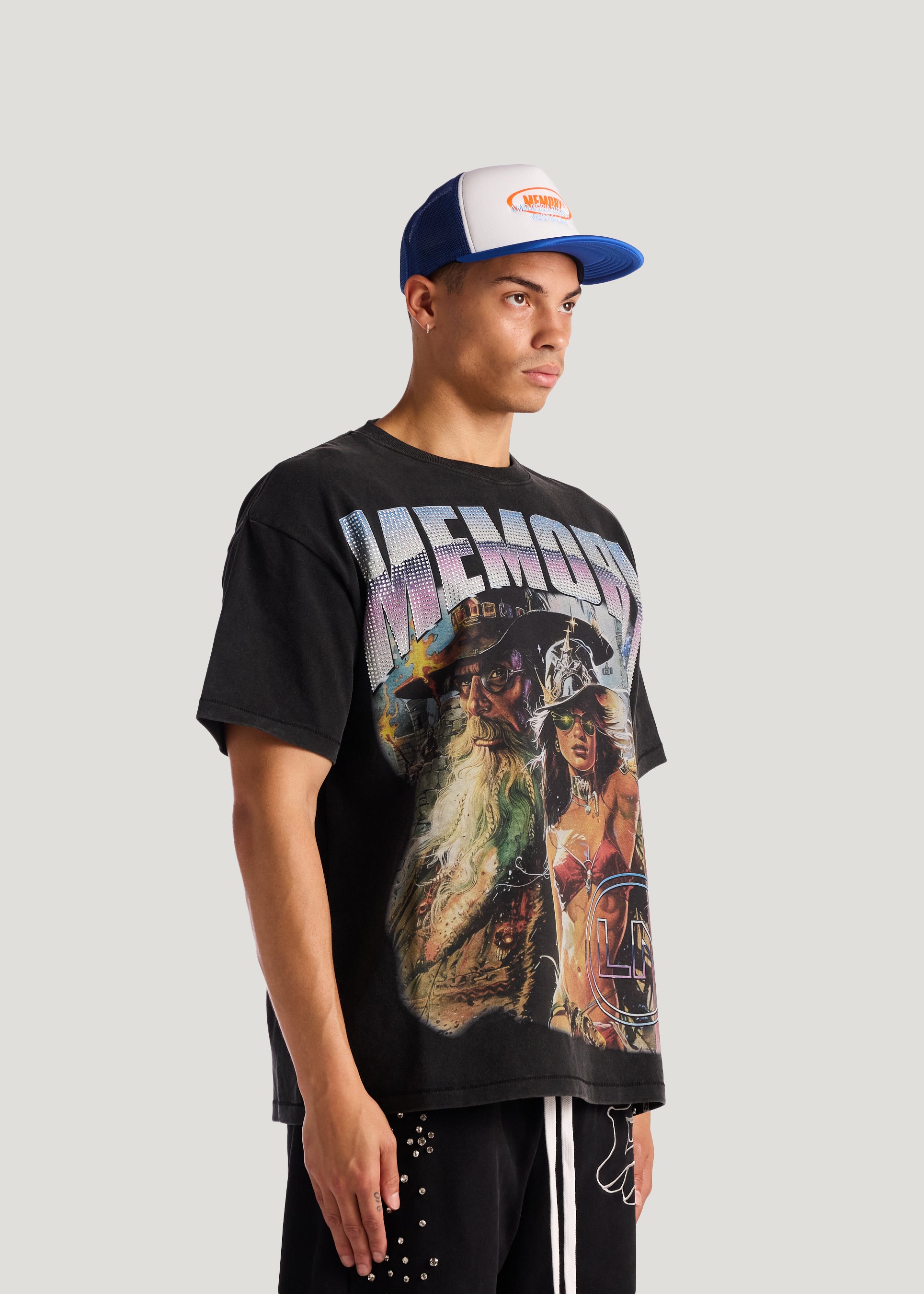Oval Text Trucker Hat (Blue)