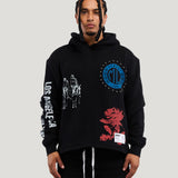 Layered Icon Crop Hoodie (Black)